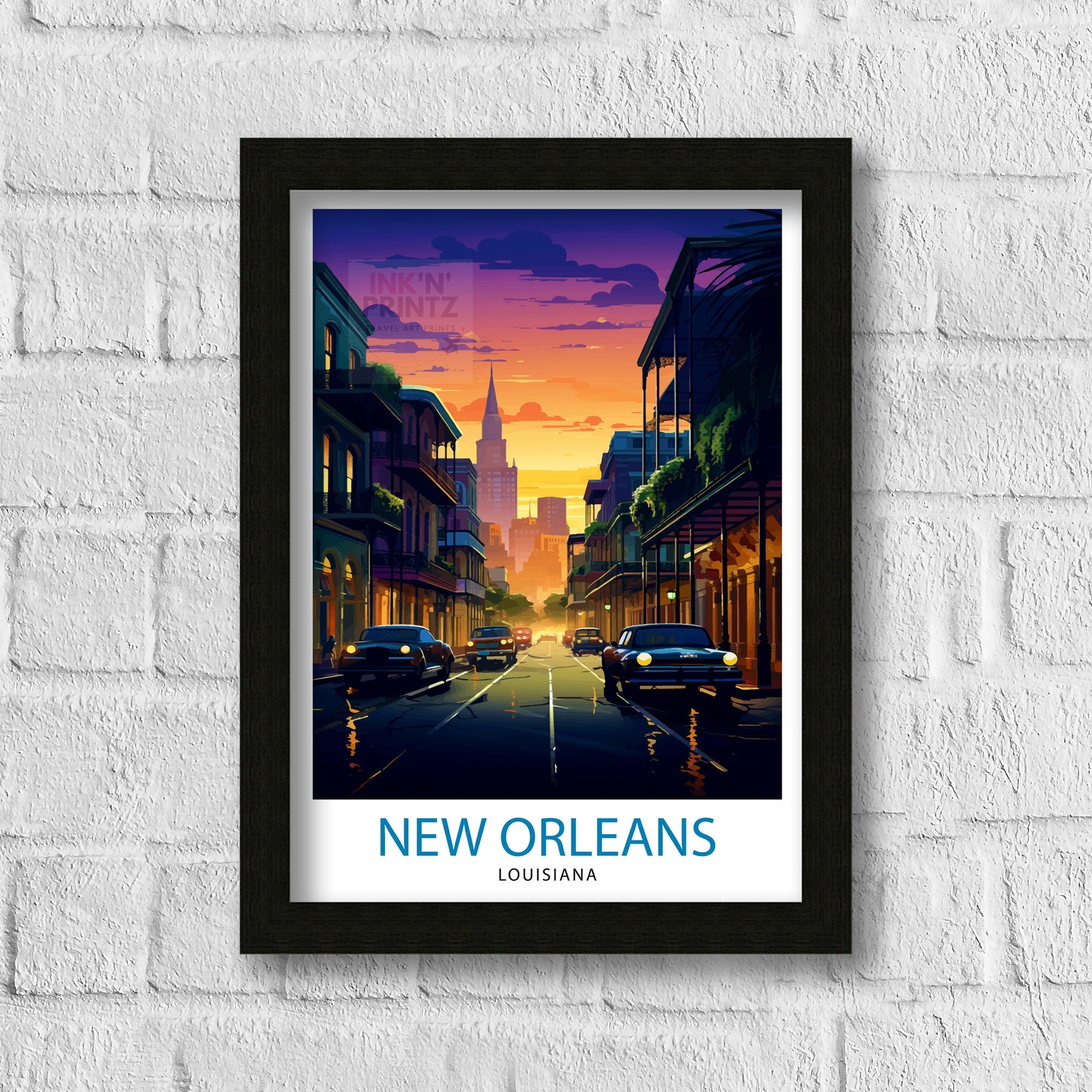 New Orleans Travel Print| New Orleans Wall Decor New Orleans Home Living Decor New Orleans Illustration Travel Poster Gift For New Orleans