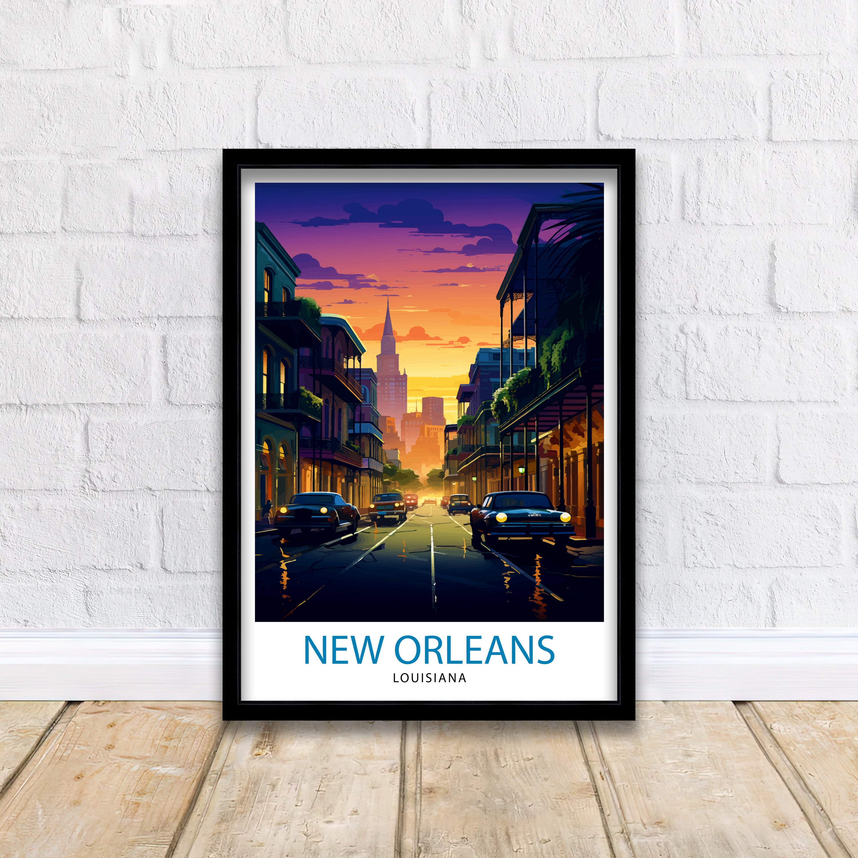 New Orleans Travel Print| New Orleans Wall Decor New Orleans Home Living Decor New Orleans Illustration Travel Poster Gift For New Orleans