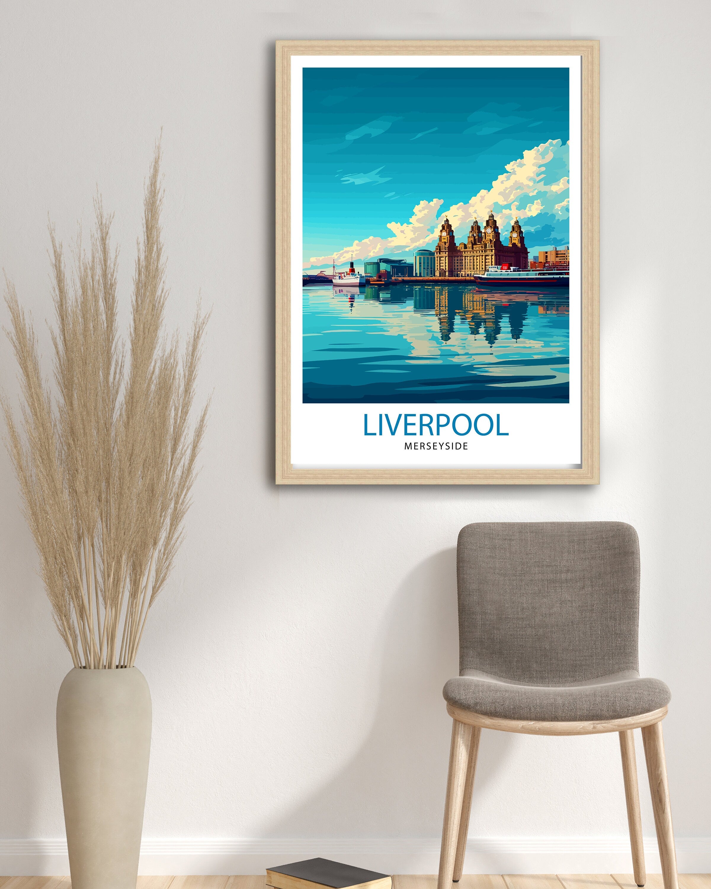 Liverpool Travel Print Liverpool Wall Art Liverpool Home Decor Liverpool Cityscape Illustration Gift For Liverpool Lovers England Travel