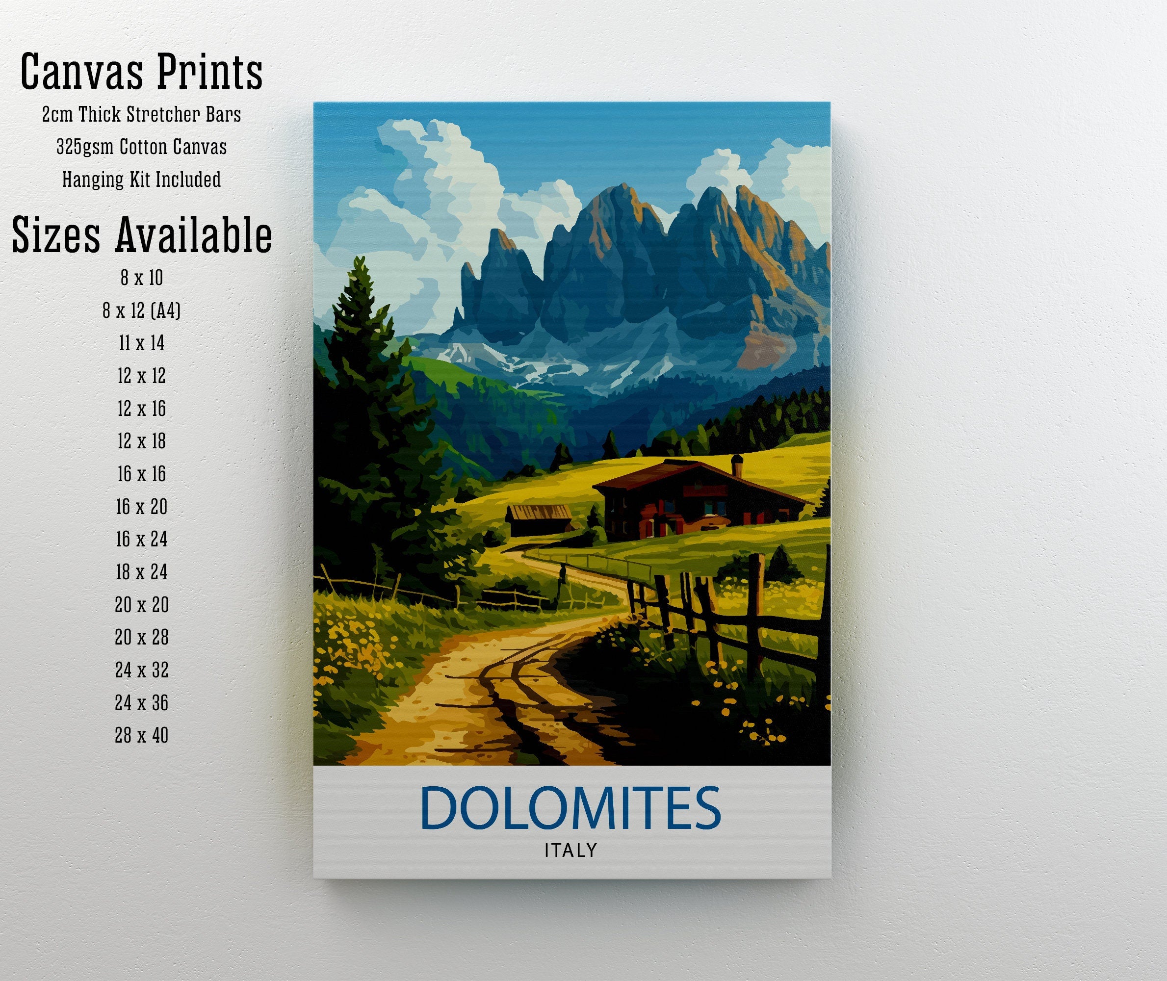 Dolomites Italy Travel Print Dolomites Wall Art Dolomites Home Decor Italy Illustration Travel Poster Gift For Italy Lovers