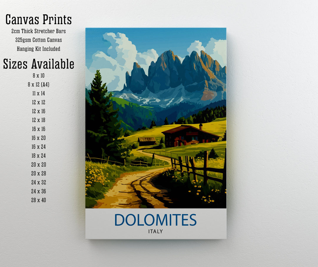 Dolomites Italy Travel Poster Dolomites Wall Art Dolomites Home Decor Italy Illustration Travel Poster Gift For Italy Lovers