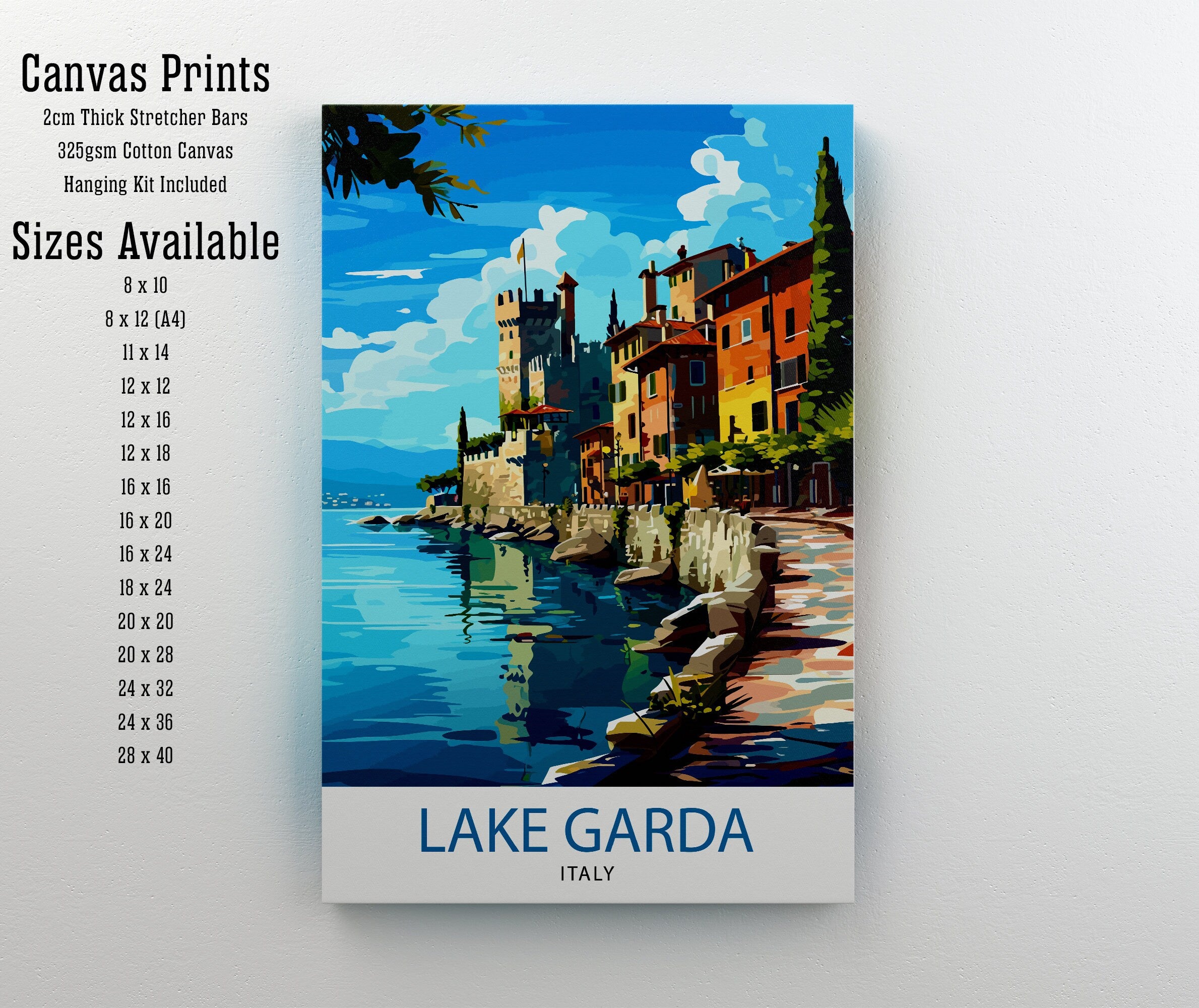 Lake Garda Italy Travel Print Lake Garda Wall Art Italy Travel Poster Lake Garda Home Decor Italy Illustration Gift for Italy Lovers