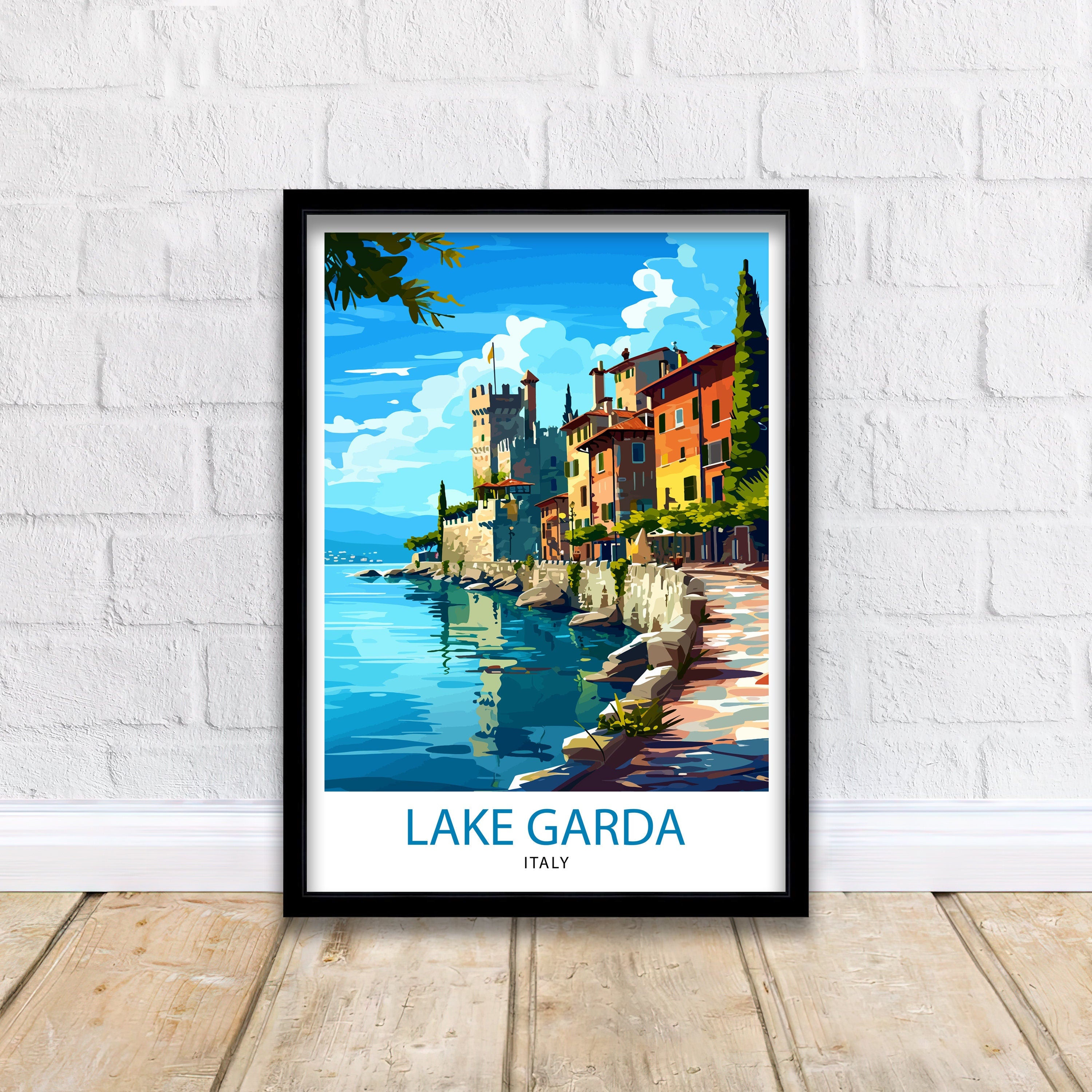 Lake Garda Italy Travel Print Lake Garda Wall Art Italy Travel Poster Lake Garda Home Decor Italy Illustration Gift for Italy Lovers