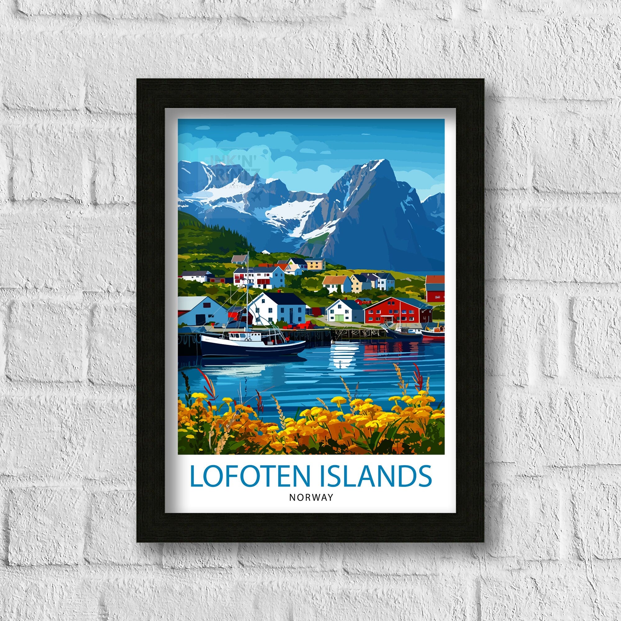 Lofoten Islands Travel Print , Lofoten Wall Art, Lofoten Home Decor, Lofoten Island Illustration, Lofoten Norway Poster, Lofoten Travel Gift