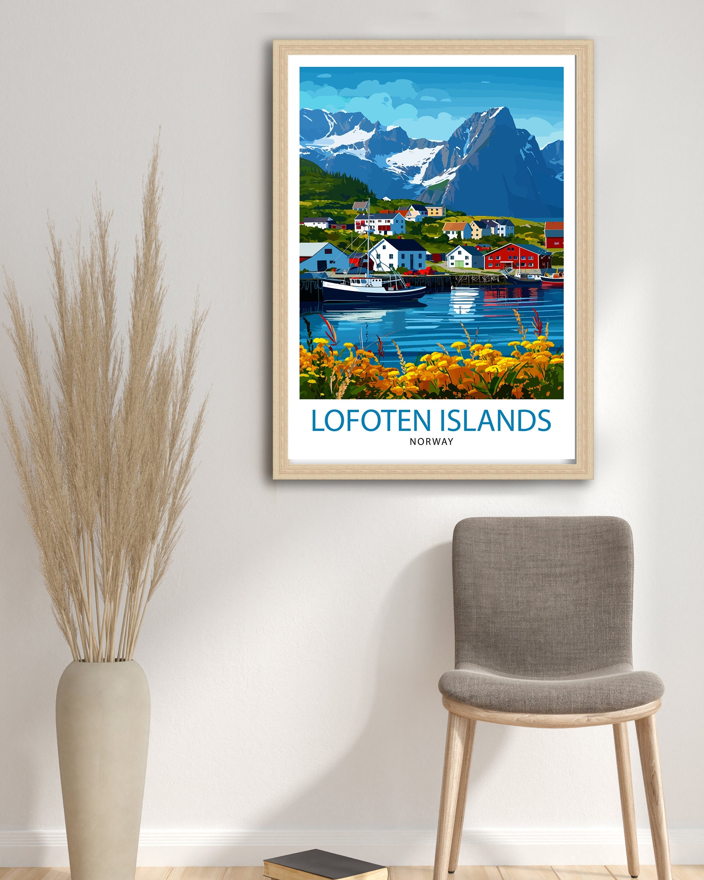 Lofoten Islands Travel Print , Lofoten Wall Art, Lofoten Home Decor, Lofoten Island Illustration, Lofoten Norway Poster, Lofoten Travel Gift