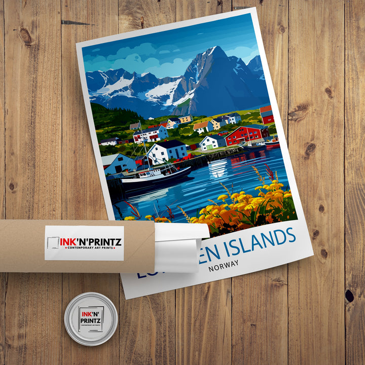 Lofoten Islands Travel Poster , Lofoten Wall Art, Lofoten Home Decor, Lofoten Island Illustration, Lofoten Norway Poster, Lofoten Travel Gift