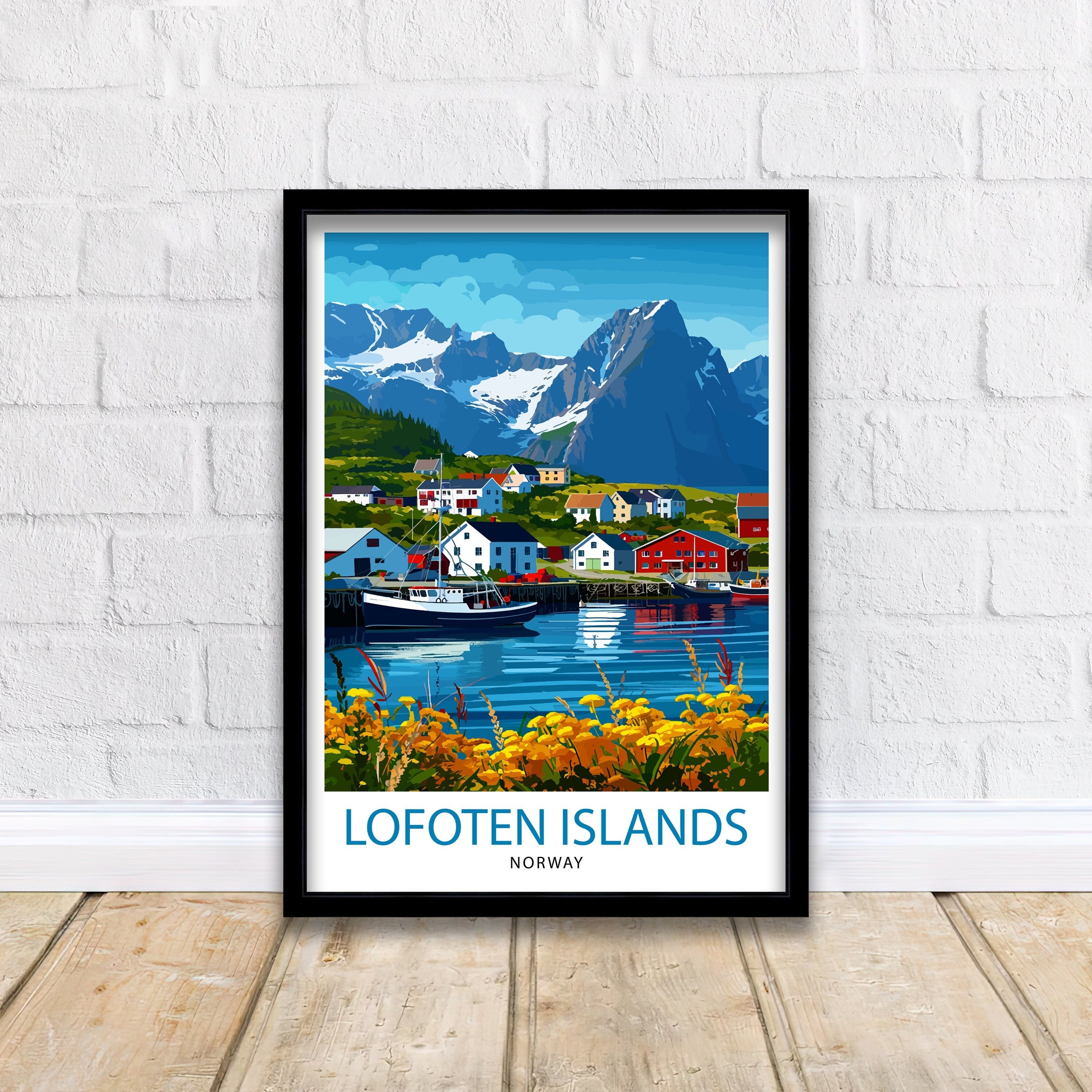 Lofoten Islands Travel Print , Lofoten Wall Art, Lofoten Home Decor, Lofoten Island Illustration, Lofoten Norway Poster, Lofoten Travel Gift