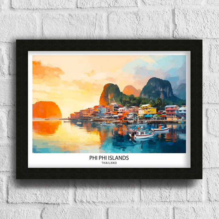 Phi Phi Islands Thailand Travel Poster Tropical