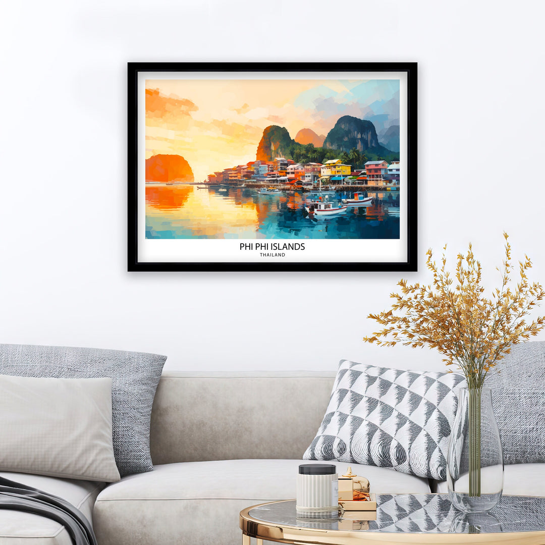 Phi Phi Islands Thailand Travel Poster Tropical