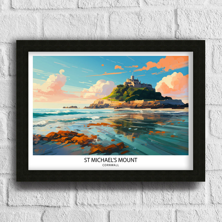 St Michaels Mount Cornwall Poster Historical Island Art Cornish Castle Poster Marazion