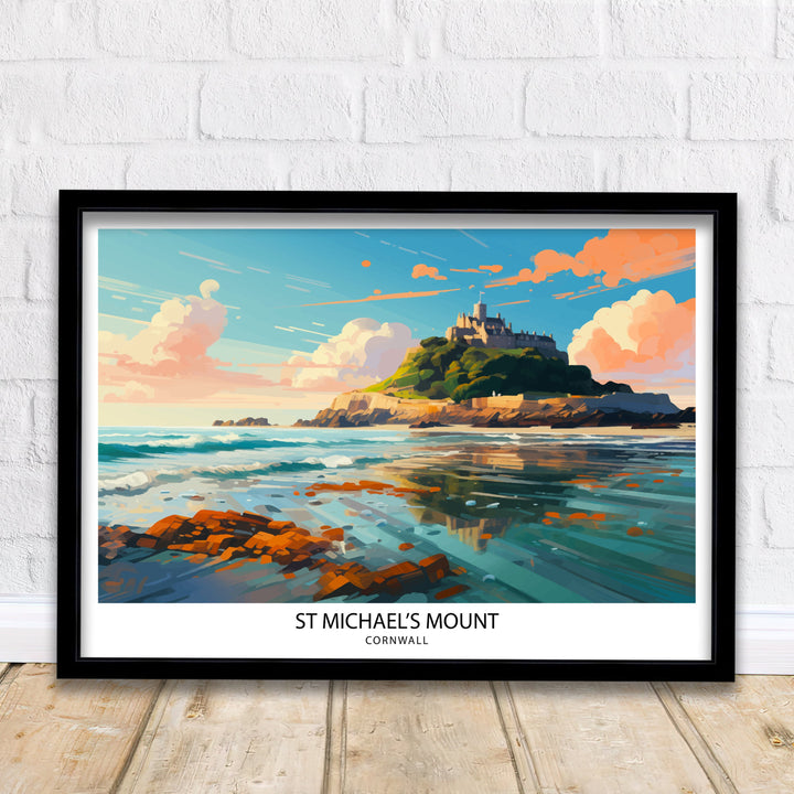 St Michaels Mount Cornwall Poster Historical Island Art Cornish Castle Poster Marazion