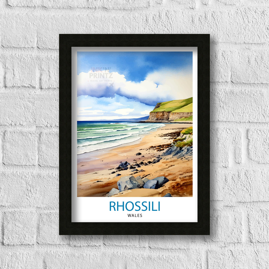 Rhossili Wales Poster Stunning Welsh Coastline Art Rhossili Bay Poster Gower Peninsula