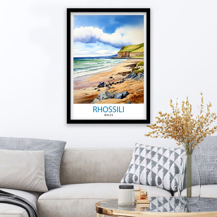 Rhossili Wales Poster Stunning Welsh Coastline Art Rhossili Bay Poster Gower Peninsula