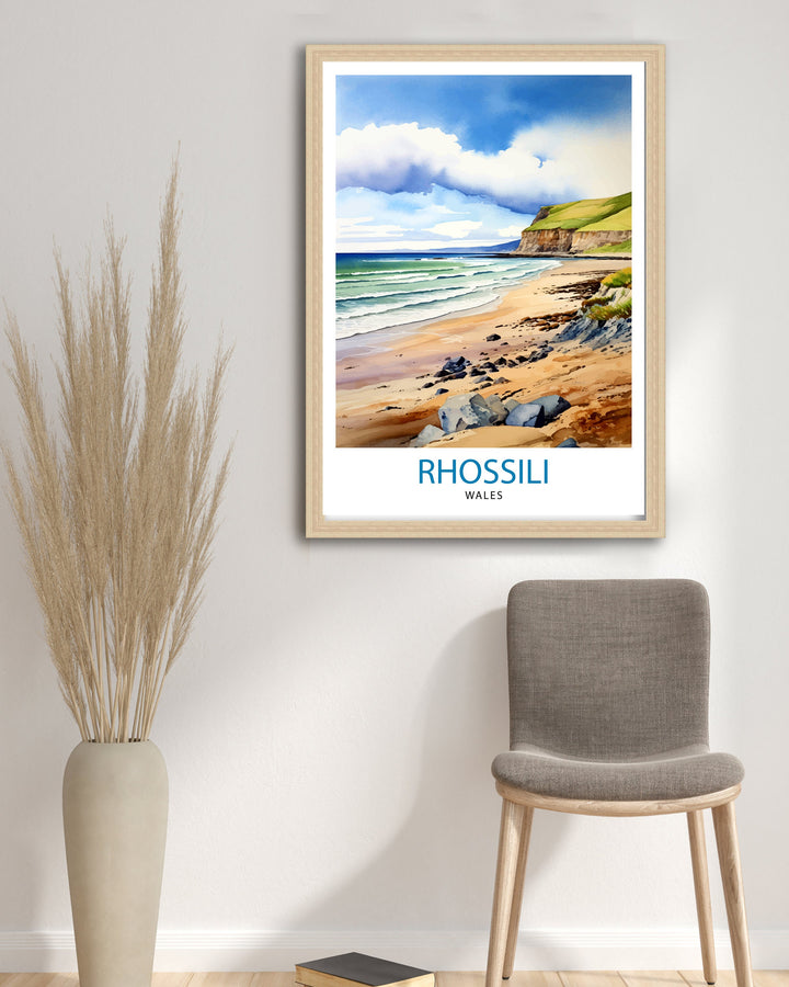 Rhossili Wales Poster Stunning Welsh Coastline Art Rhossili Bay Poster Gower Peninsula