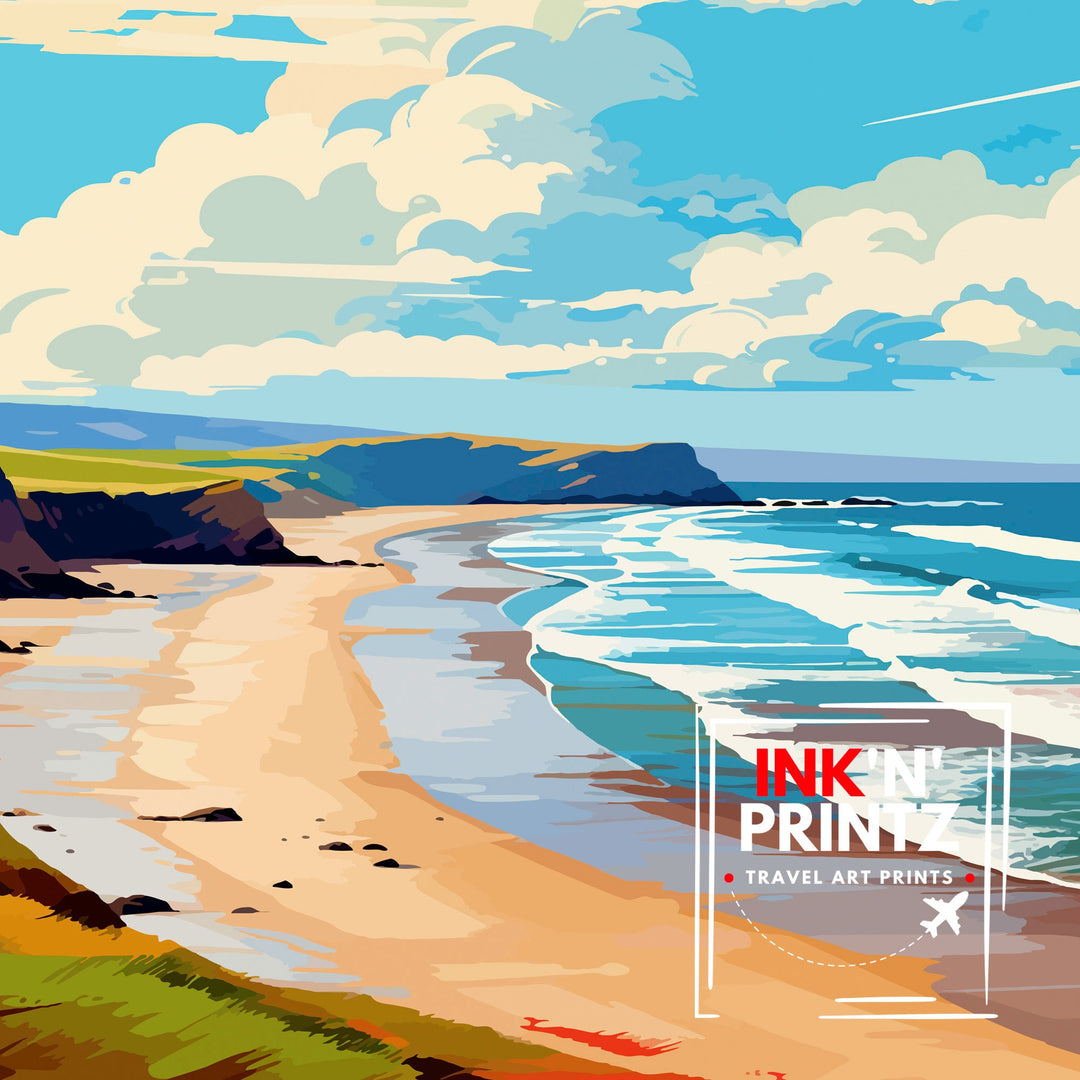 Rhossili Wales Poster Stunning Welsh Coastline Art Rhossili Bay Poster Gower Peninsula