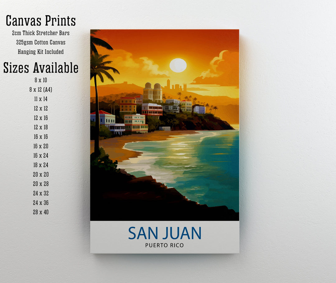 San Juan Puerto Rico Poster Old San Juan Art Colorful Cityscape Poster Caribbean Island