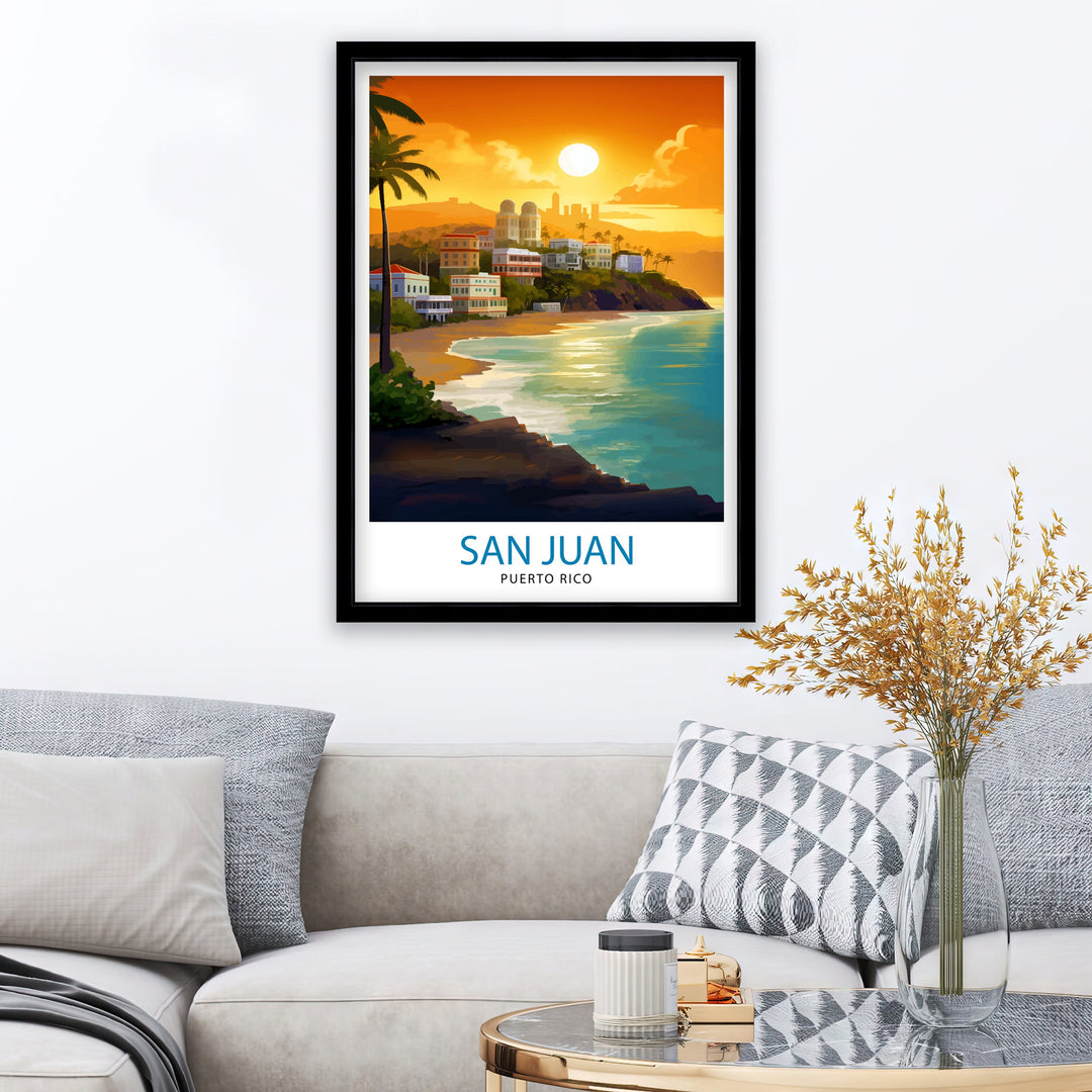 San Juan Puerto Rico Poster Old San Juan Art Colorful Cityscape Poster Caribbean Island