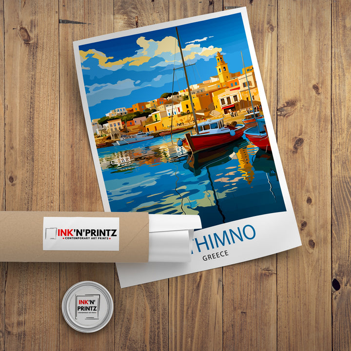 Rethymno Crete Poster Greek Island Art Venetian Harbor Poster Mediterranean Landscape