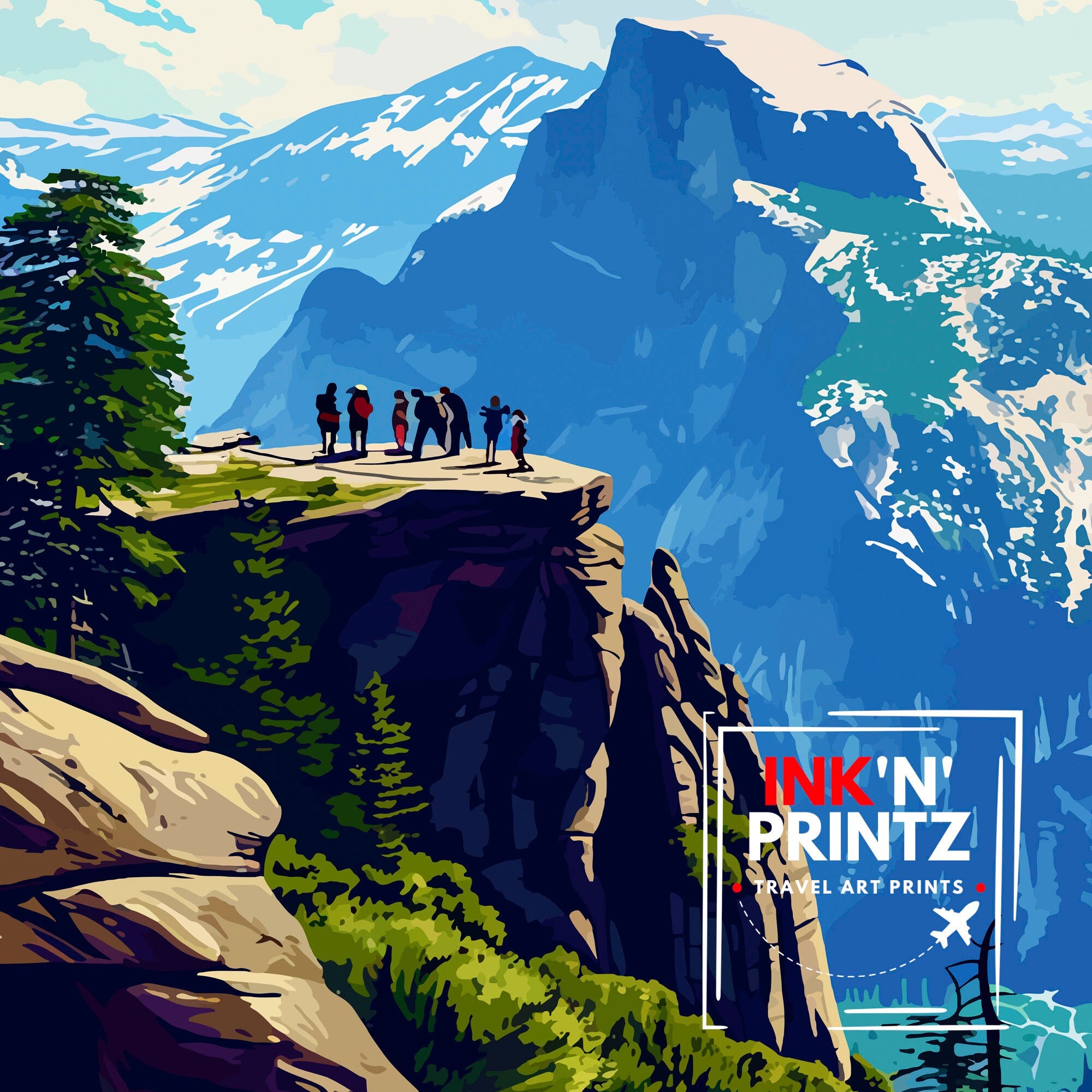 Yosemite National Park Travel Print| Yosemite Wall Art Yosemite Home Living Decor Yosemite Illustration Travel Poster Gift for Yosemite Fans