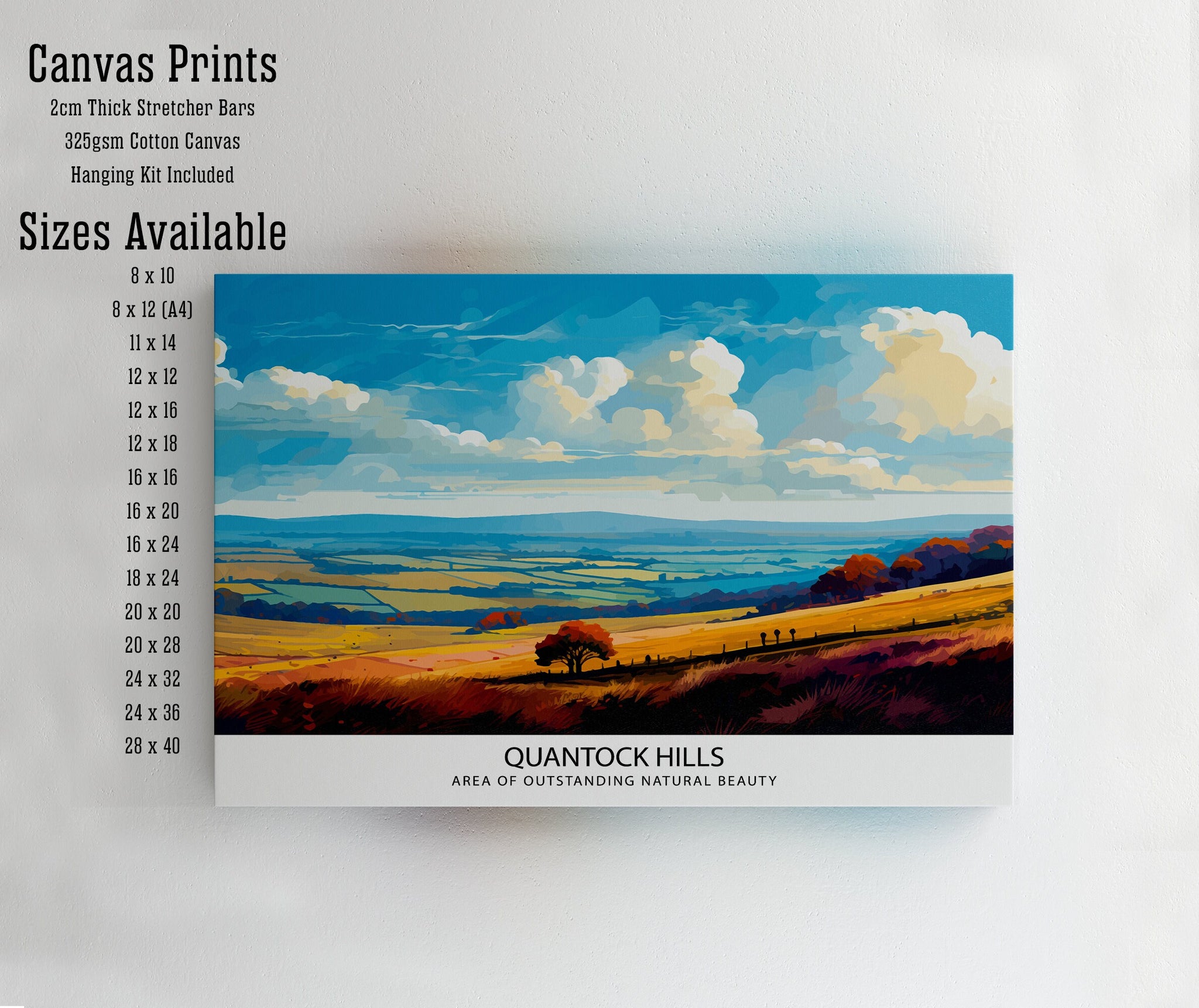 Quantock Hills Travel Print | Somerset Print| Quantock Hills Print| Quantock Print| Somerset Countyside| Somerset Hills Print