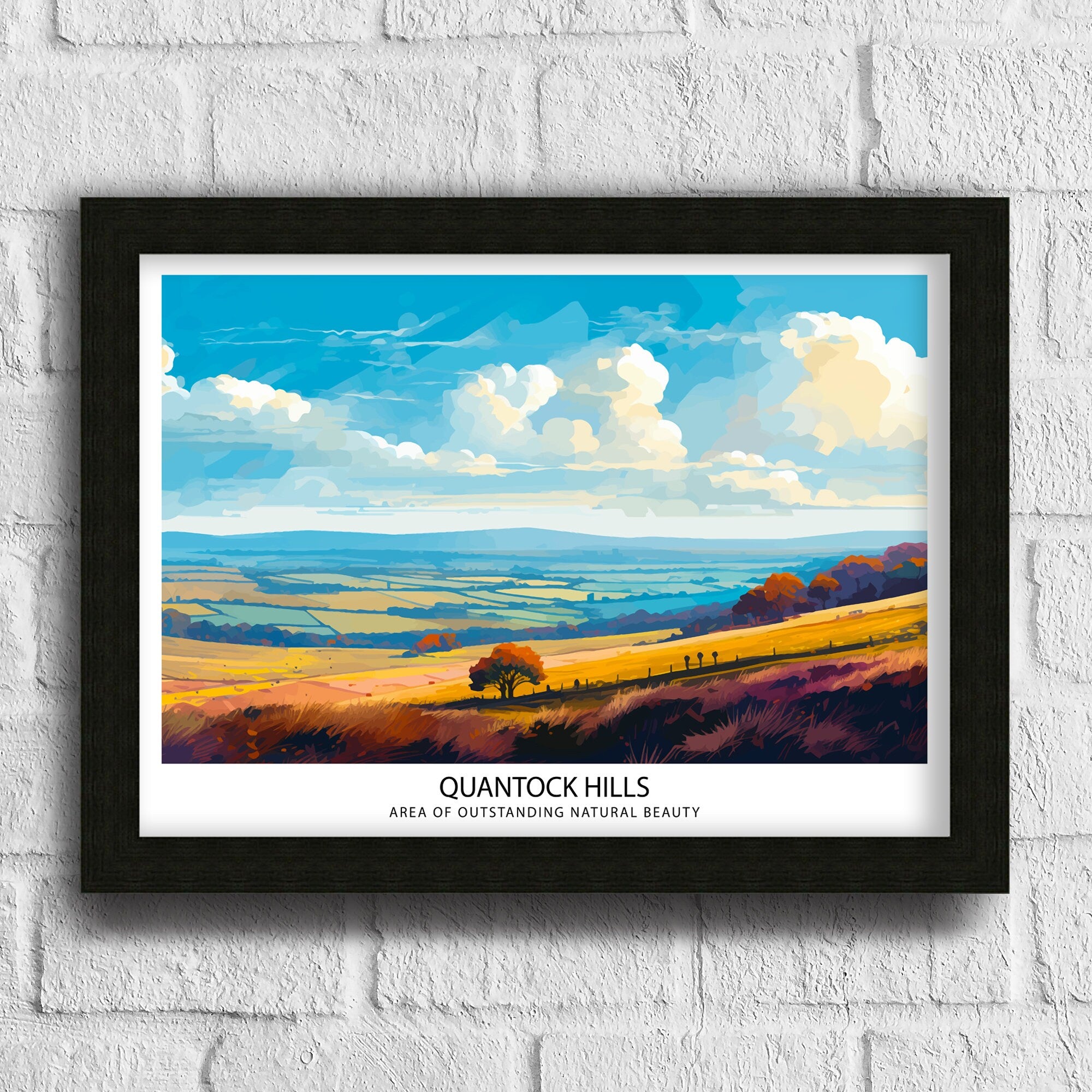 Quantock Hills Travel Print | Somerset Print| Quantock Hills Print| Quantock Print| Somerset Countyside| Somerset Hills Print