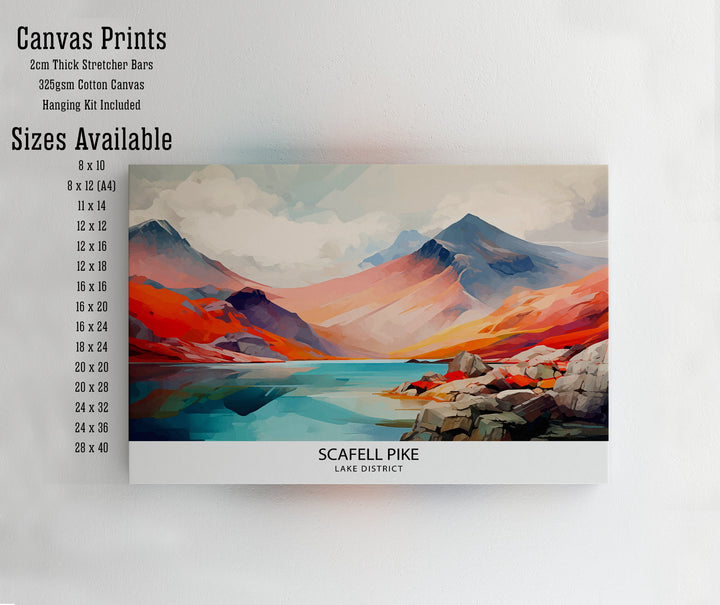 Scafell Pike Travel Poster Lake District Wall Art Scafell Pike Illustration England Travel Poster Gift for Hikers Mountain