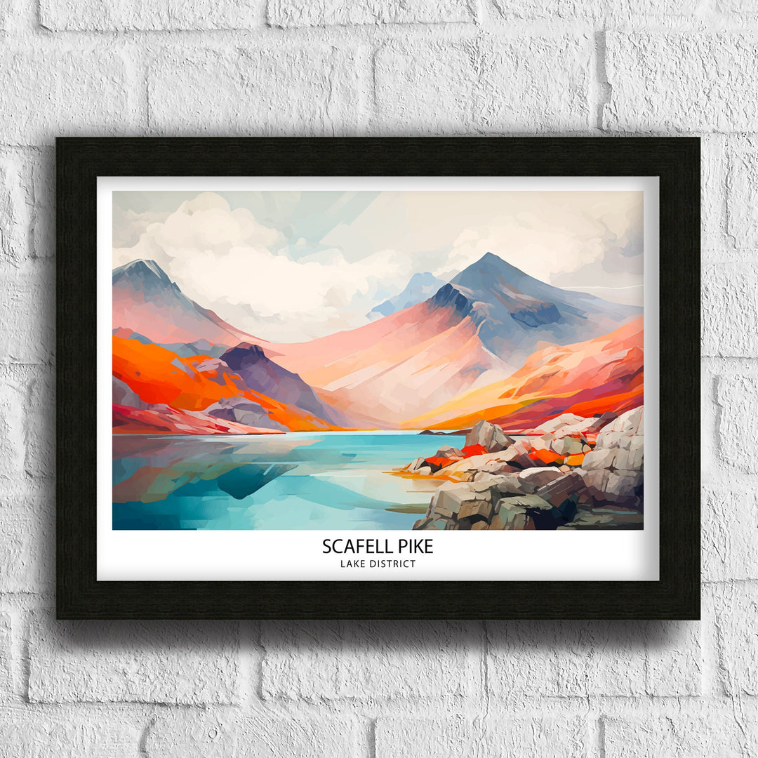 Scafell Pike Travel Poster Lake District Wall Art Scafell Pike Illustration England Travel Poster Gift for Hikers Mountain