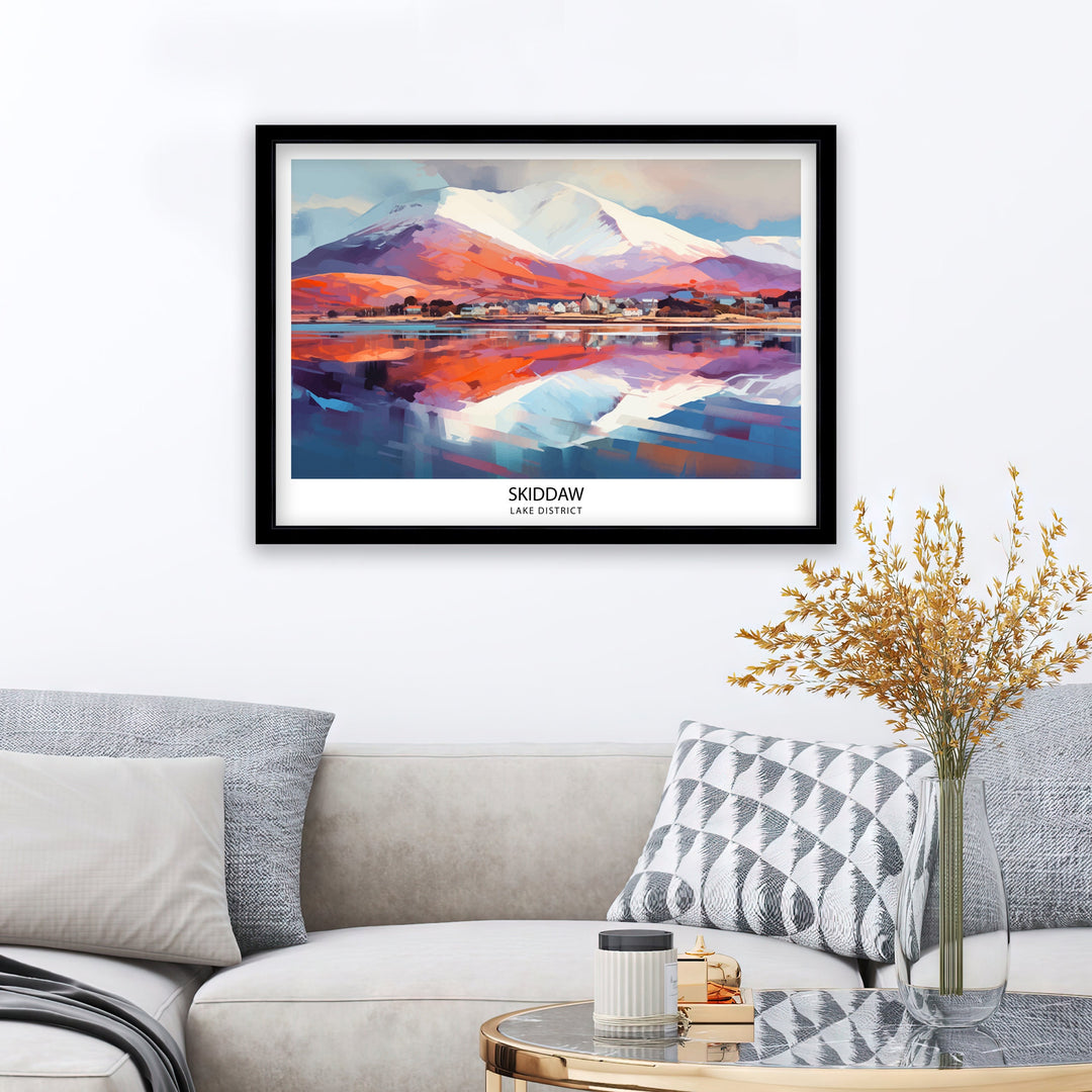 Skiddaw Lake District Travel Poster Wall Art Decor Skiddaw Illustration Travel Poster Gift Lake District Home Decor