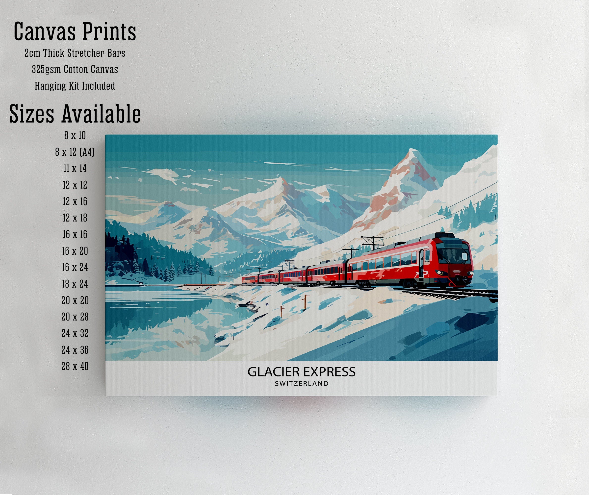 Glacier Express Train Print Swiss Alps Railway Poster Scenic Train Journey Art Switzerland Travel Decor Alpine Adventure Wall Art Railway