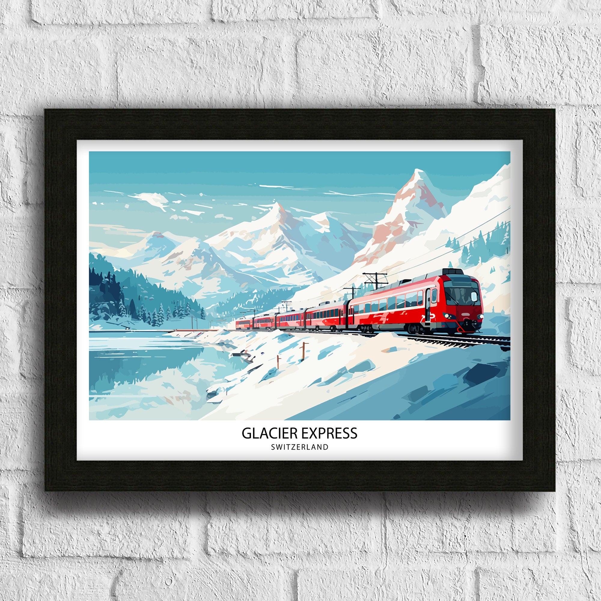 Glacier Express Train Print Swiss Alps Railway Poster Scenic Train Journey Art Switzerland Travel Decor Alpine Adventure Wall Art Railway