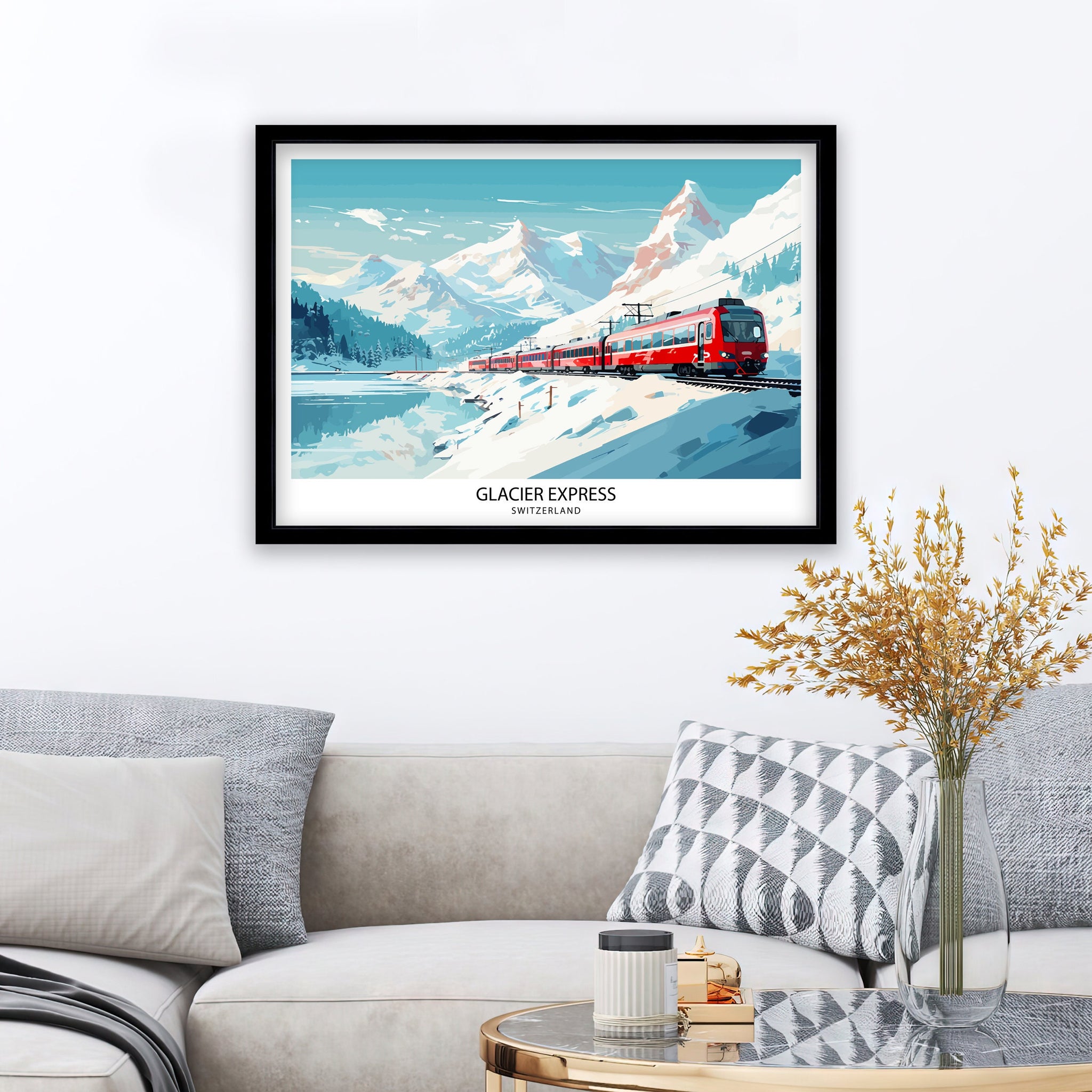 Glacier Express Train Print Swiss Alps Railway Poster Scenic Train Journey Art Switzerland Travel Decor Alpine Adventure Wall Art Railway