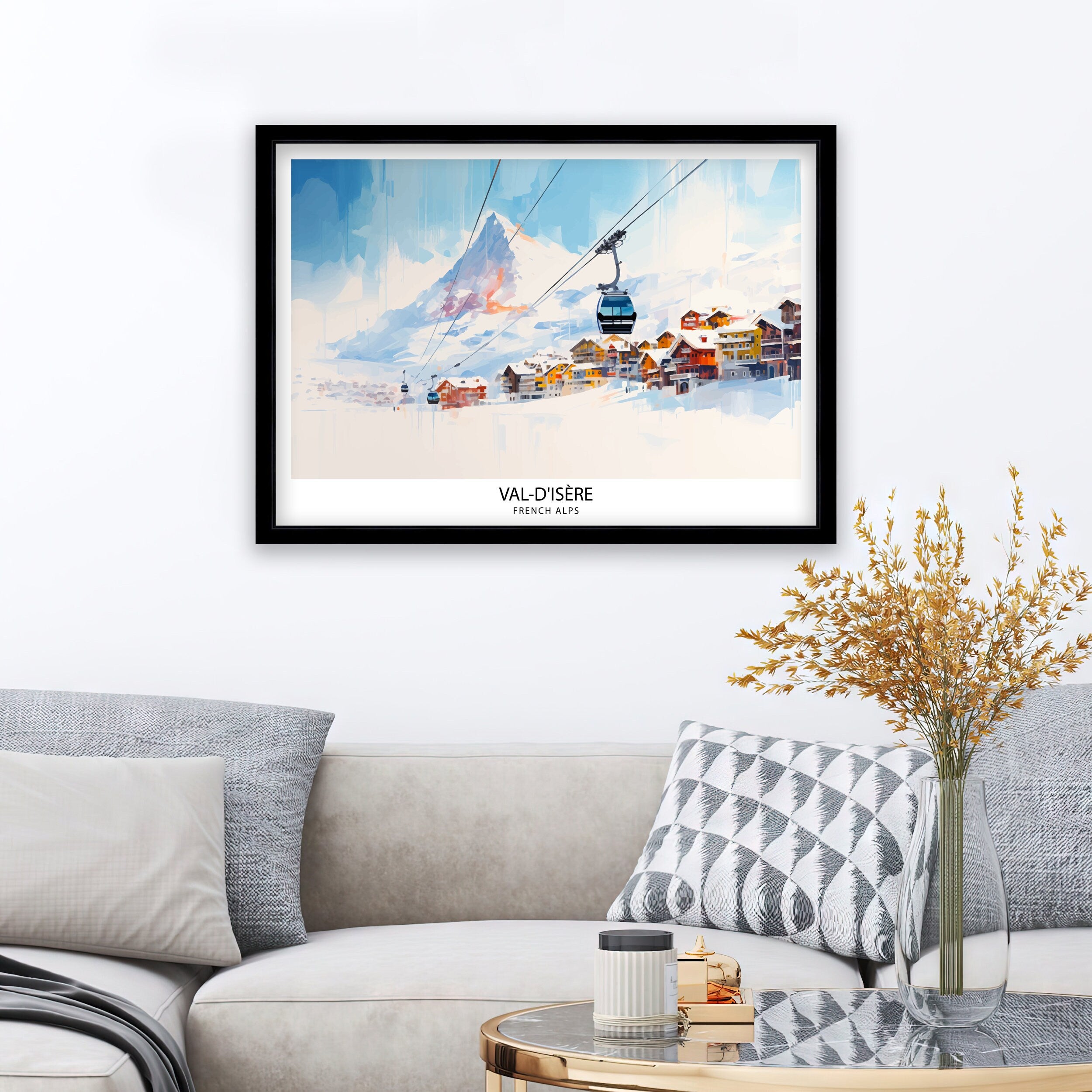 Val d'isere Travel Print | Ski Poster| Travel Poster| Ski Print| Val Di'sere Poster| French Alps| Skiing| Skiing Wall Art| Skiing Poster