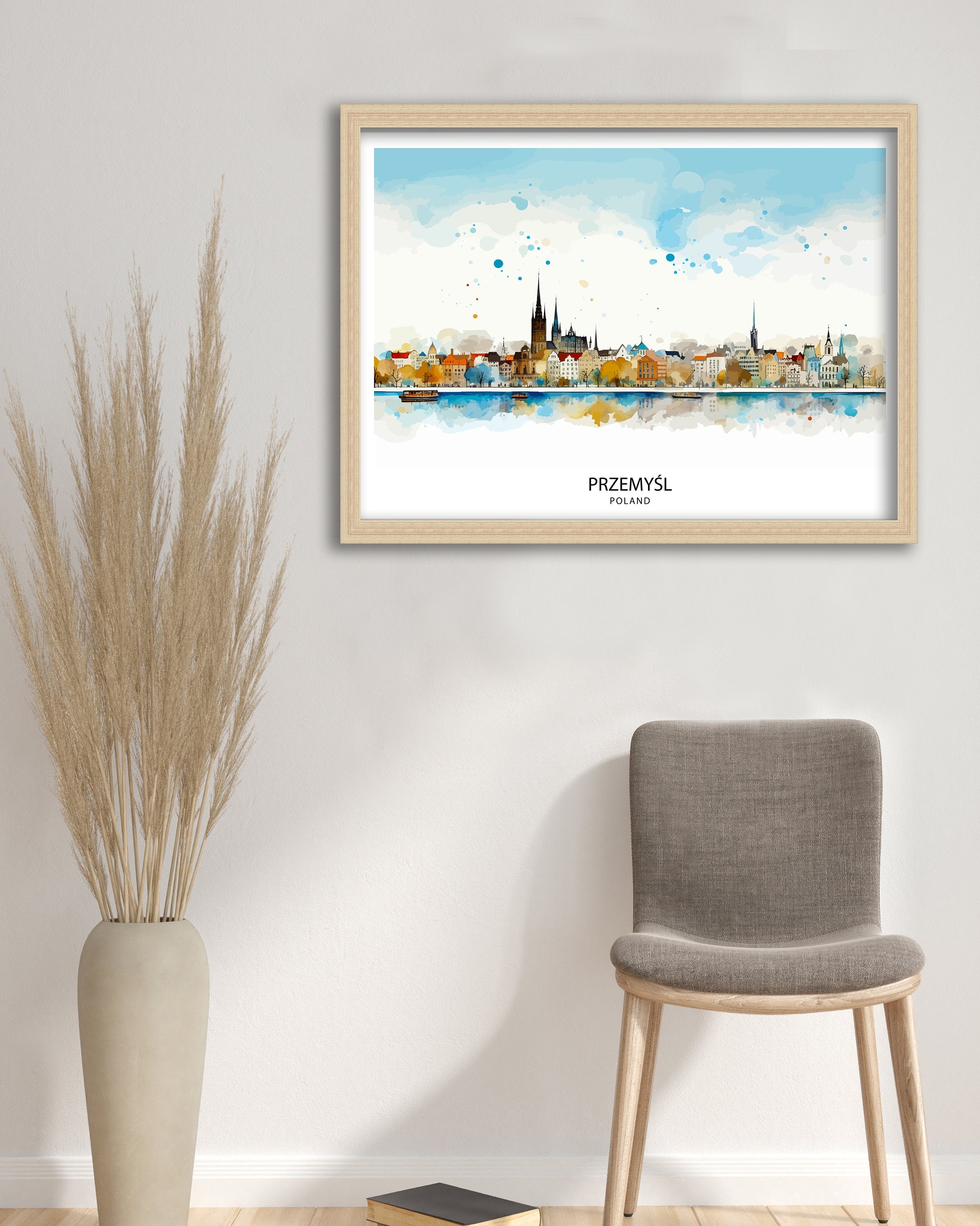 Przemysl Poland Print Historical Cityscape Art Polish Town Poster Eastern European Wall Decor Przemysl Architecture Illustration