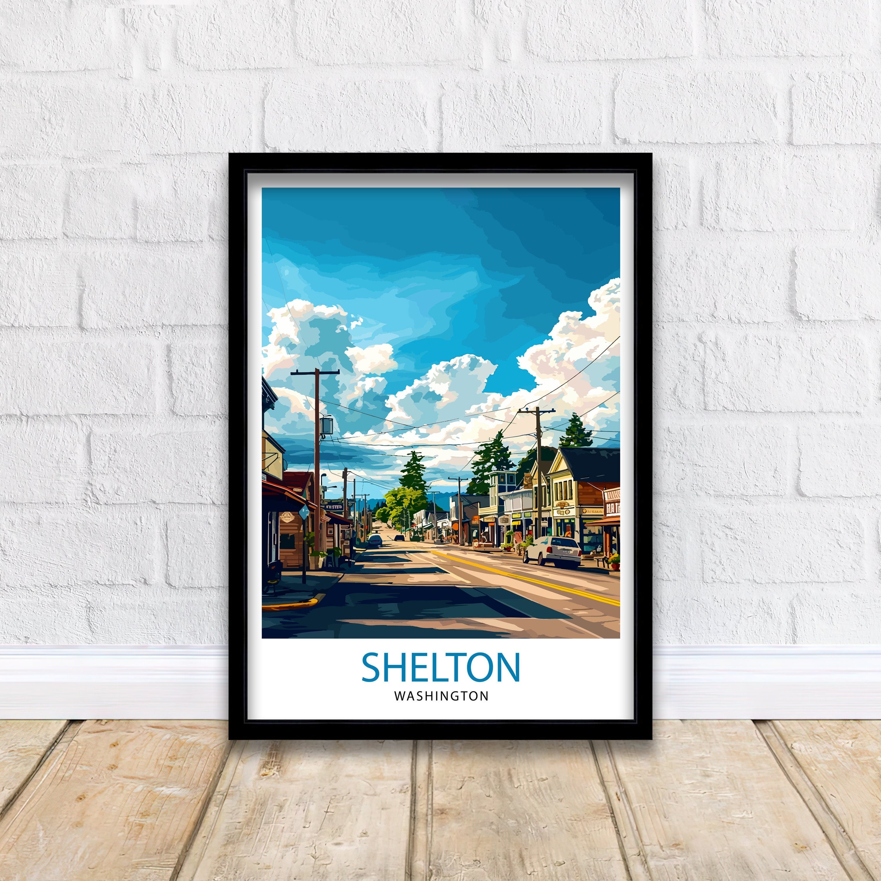 Shelton Washington Print Pacific Northwest Art Hood Canal Poster Washington State Wall Decor Shelton Cityscape Illustration Natural