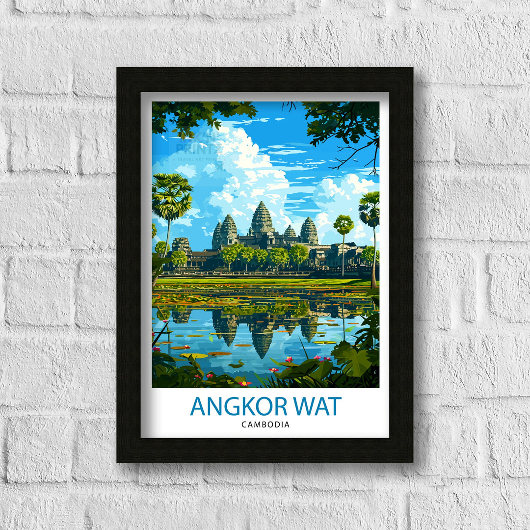 Angkor Wat Cambodia Poster Ancient Temple Art Siem Reap Landmark Poster Khmer Architecture