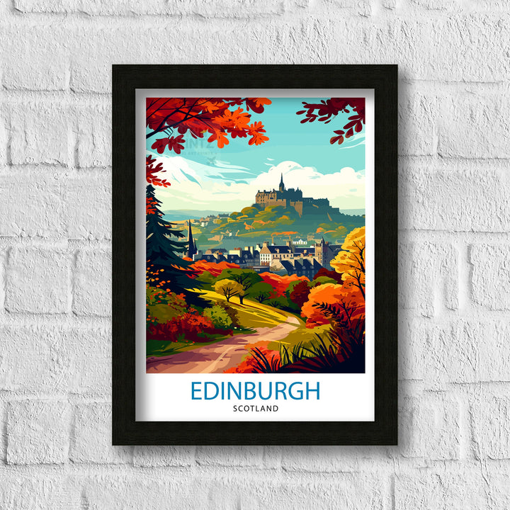 Edinburgh Scotland Travel Poster Edinburgh Wall Art Edinburgh Home Decor Scotland Illustration