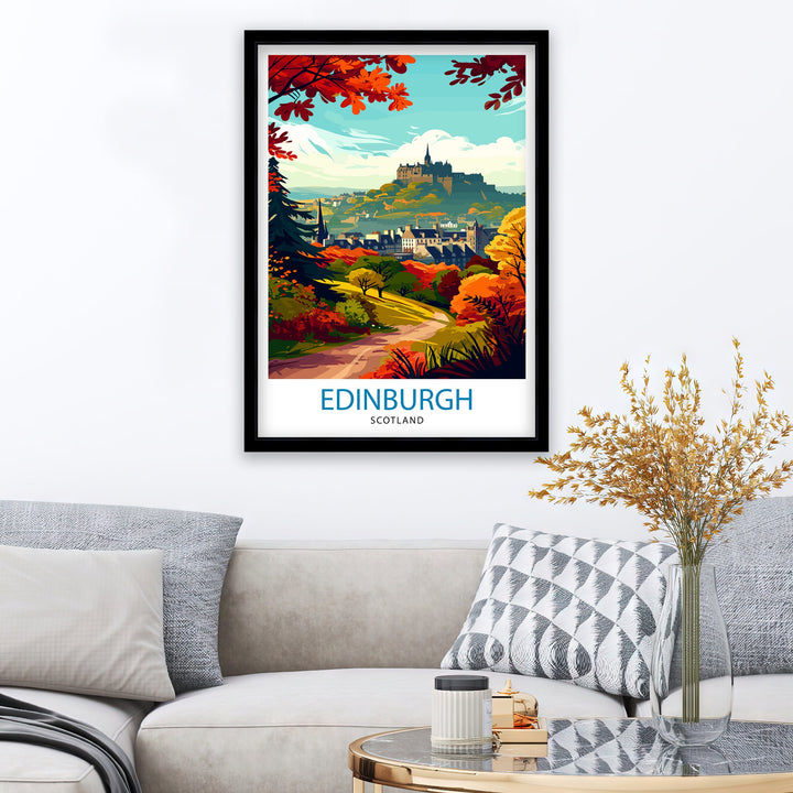 Edinburgh Scotland Travel Poster Edinburgh Wall Art Edinburgh Home Decor Scotland Illustration