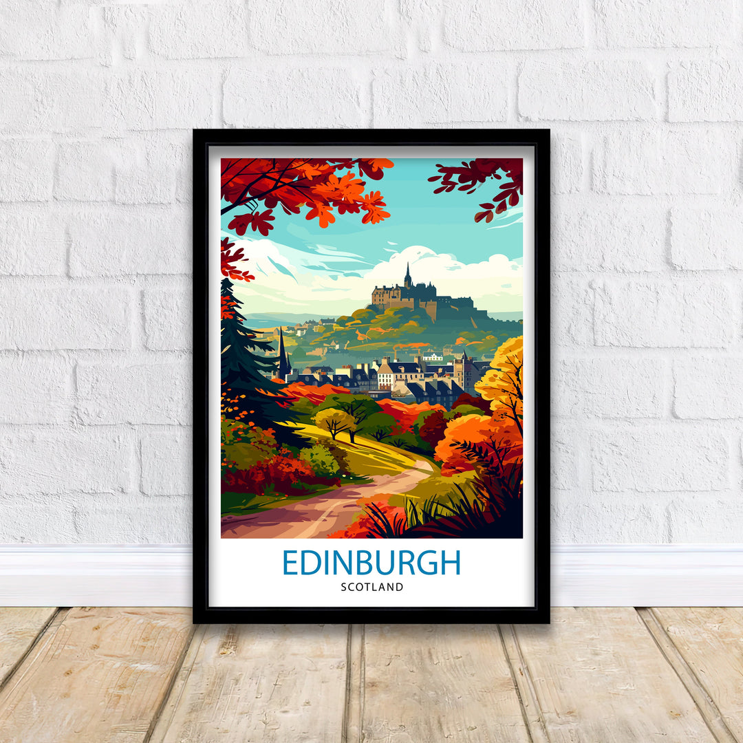 Edinburgh Scotland Travel Poster Edinburgh Wall Art Edinburgh Home Decor Scotland Illustration