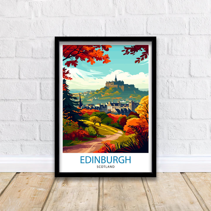 Edinburgh Scotland Travel Poster Edinburgh Wall Art Edinburgh Home Decor Scotland Illustration