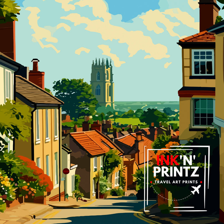 Bury St Edmunds Poster Historic Suffolk Town Art English Medieval Architecture Poster Market Town