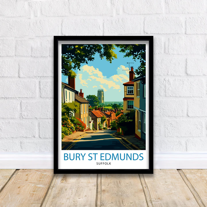 Bury St Edmunds Poster Historic Suffolk Town Art English Medieval Architecture Poster Market Town