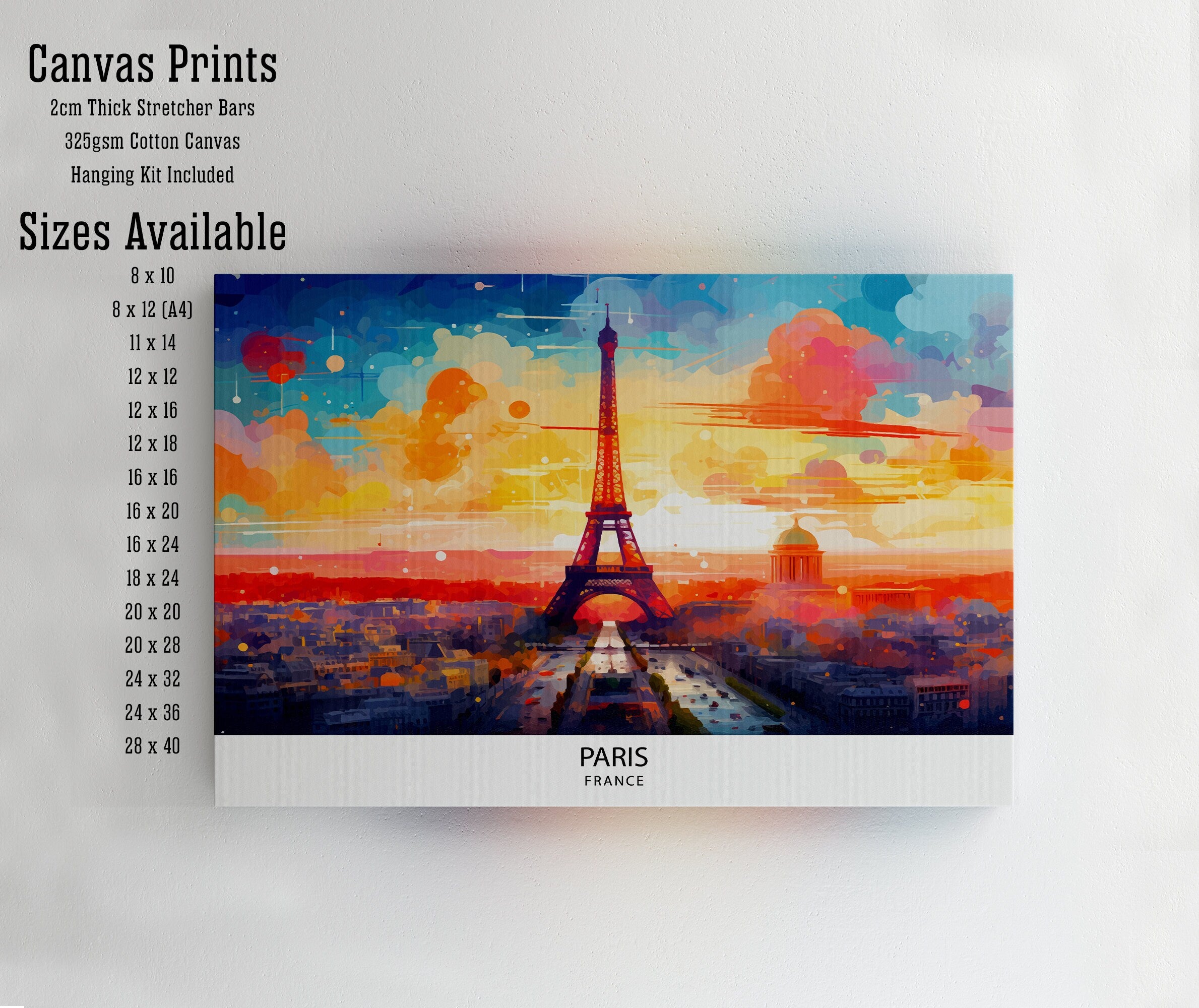 Paris Skyline Print Iconic Cityscape Art Eiffel Tower Poster French Capital Wall Decor Parisian Urban Landscape France City Illustration