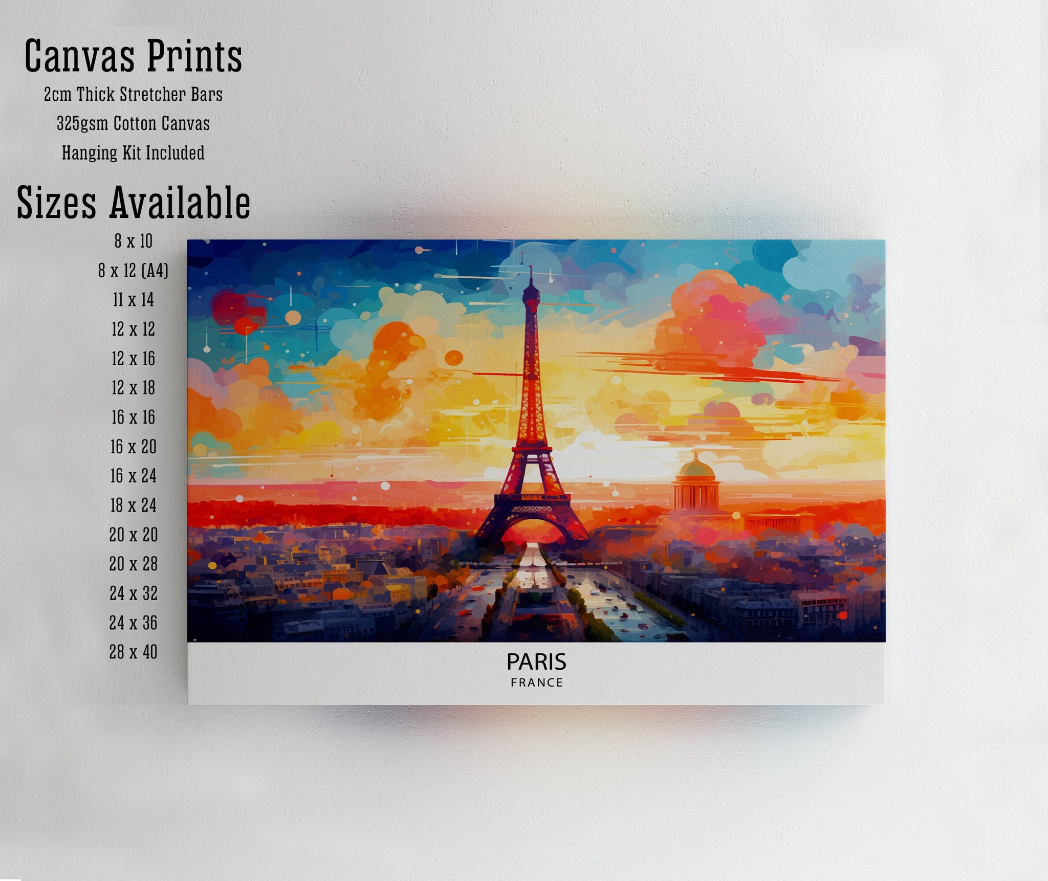 Paris Skyline Print Iconic Cityscape Art Eiffel Tower Poster French Capital Wall Decor Parisian Urban Landscape France City Illustration
