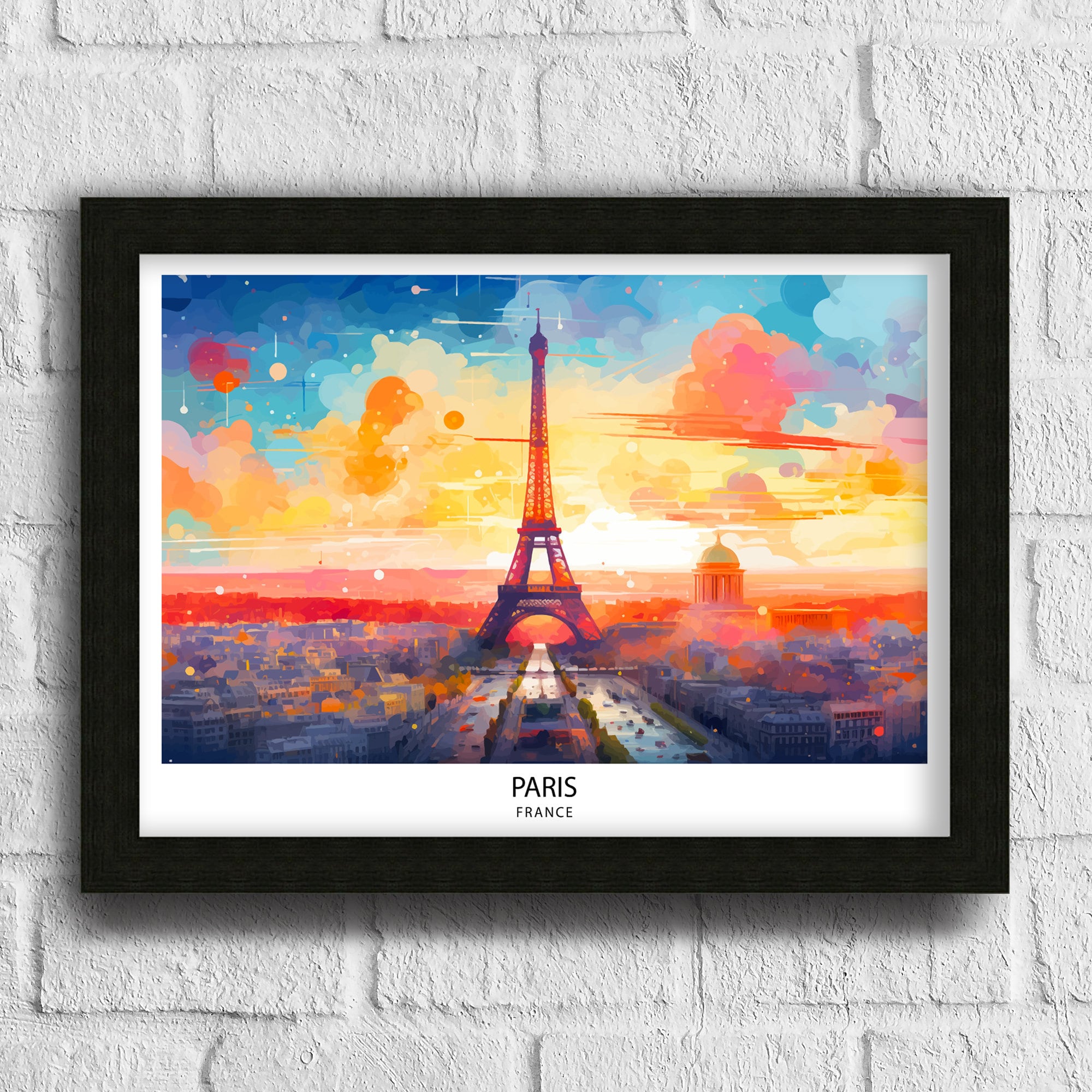 Paris Skyline Print Iconic Cityscape Art Eiffel Tower Poster French Capital Wall Decor Parisian Urban Landscape France City Illustration