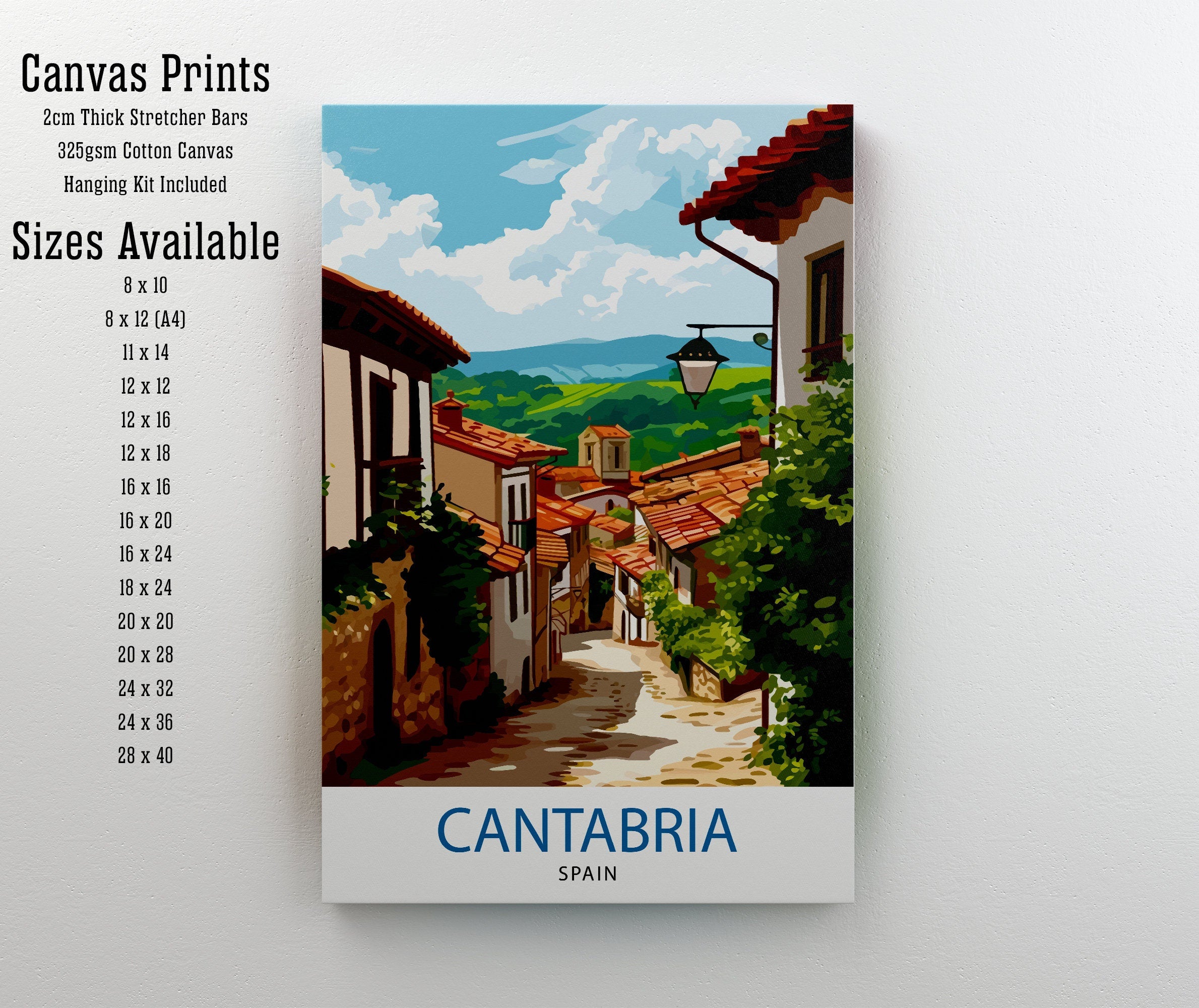 Cantabria Spain Travel Print, Cantabria Wall Decor Cantabria Home Living Decor Cantabria Illustration Travel Poster Gift for Cantabria Spain