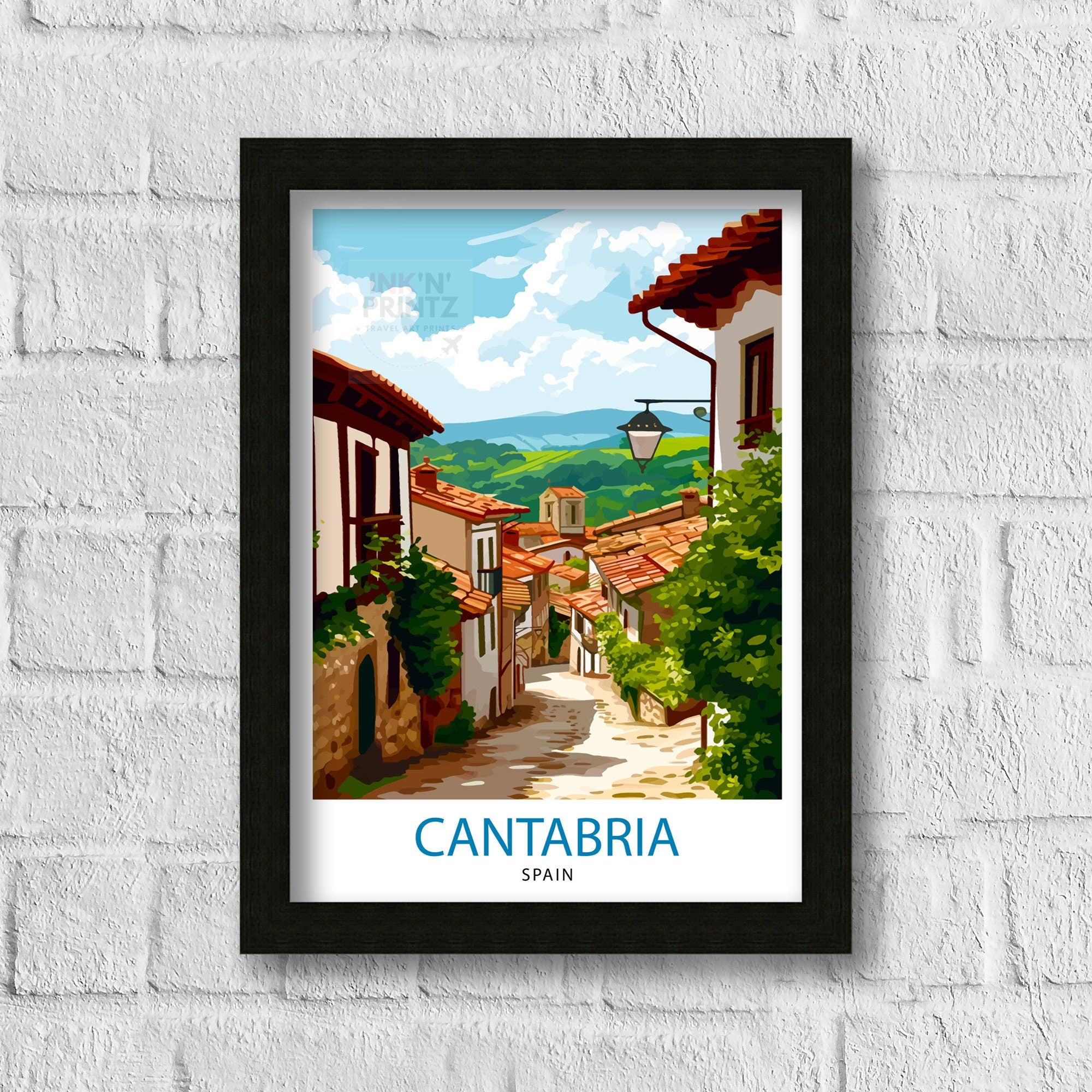 Cantabria Spain Travel Print, Cantabria Wall Decor Cantabria Home Living Decor Cantabria Illustration Travel Poster Gift for Cantabria Spain