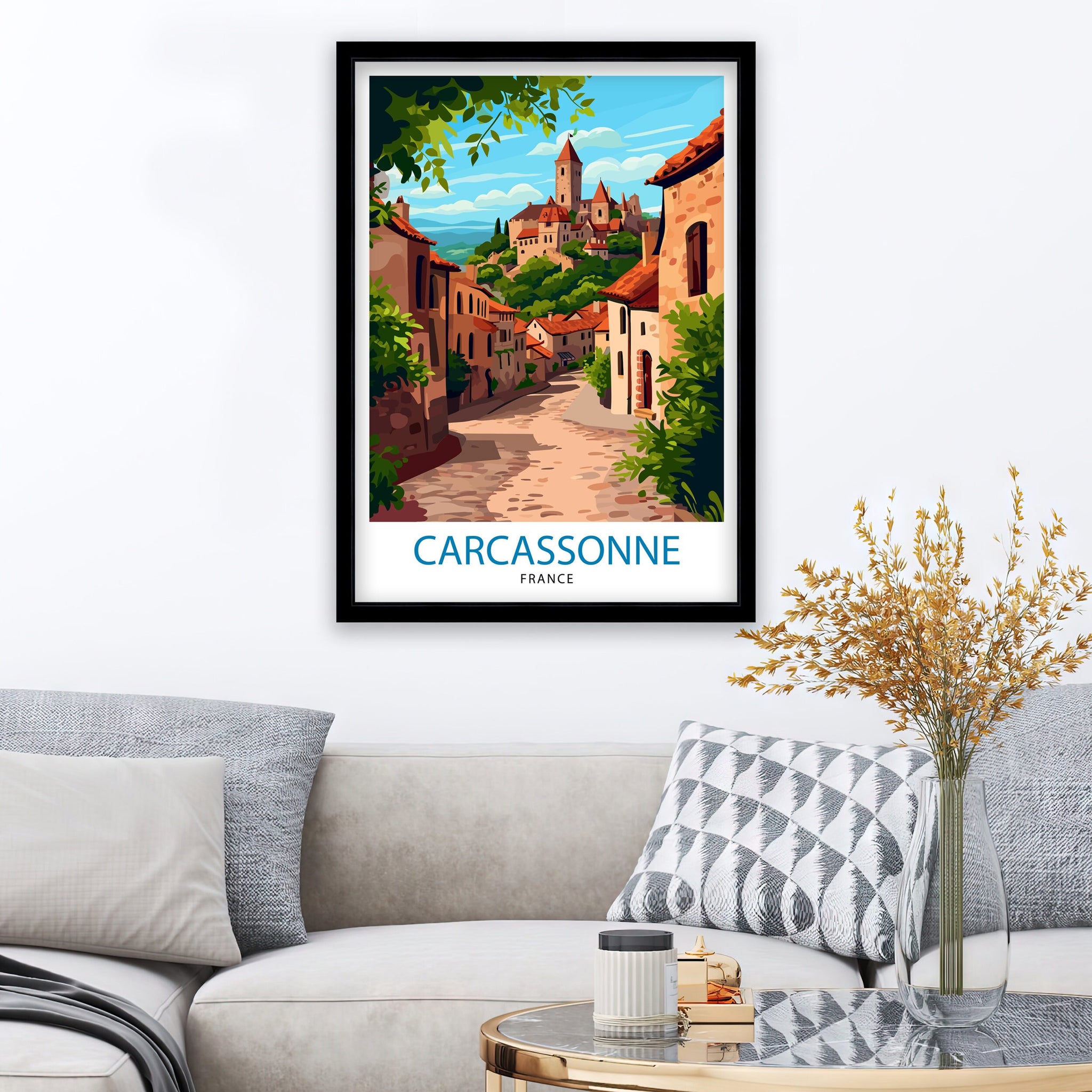 Carcassonne France Travel Print Carcassonne Wall Decor Carcassonne Poster France Travel Prints Carcassonne Art Print Carcassonne
