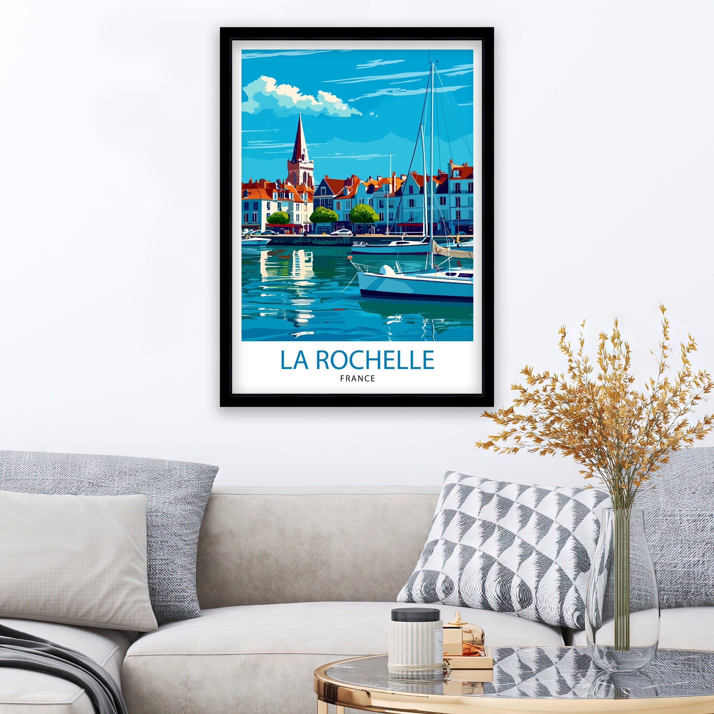 La Rochelle Travel Print La Rochelle Wall Decor France Illustration Travel Poster Gift for La Rochelle Home Decor