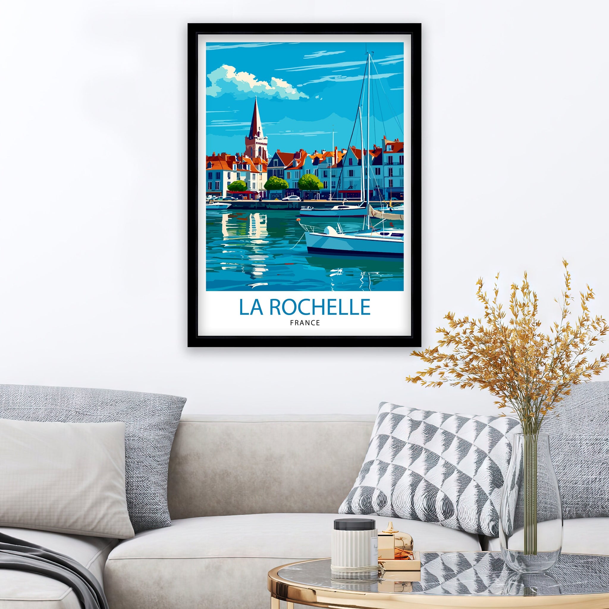La Rochelle Travel Print La Rochelle Wall Decor France Illustration Travel Poster Gift for La Rochelle Home Decor