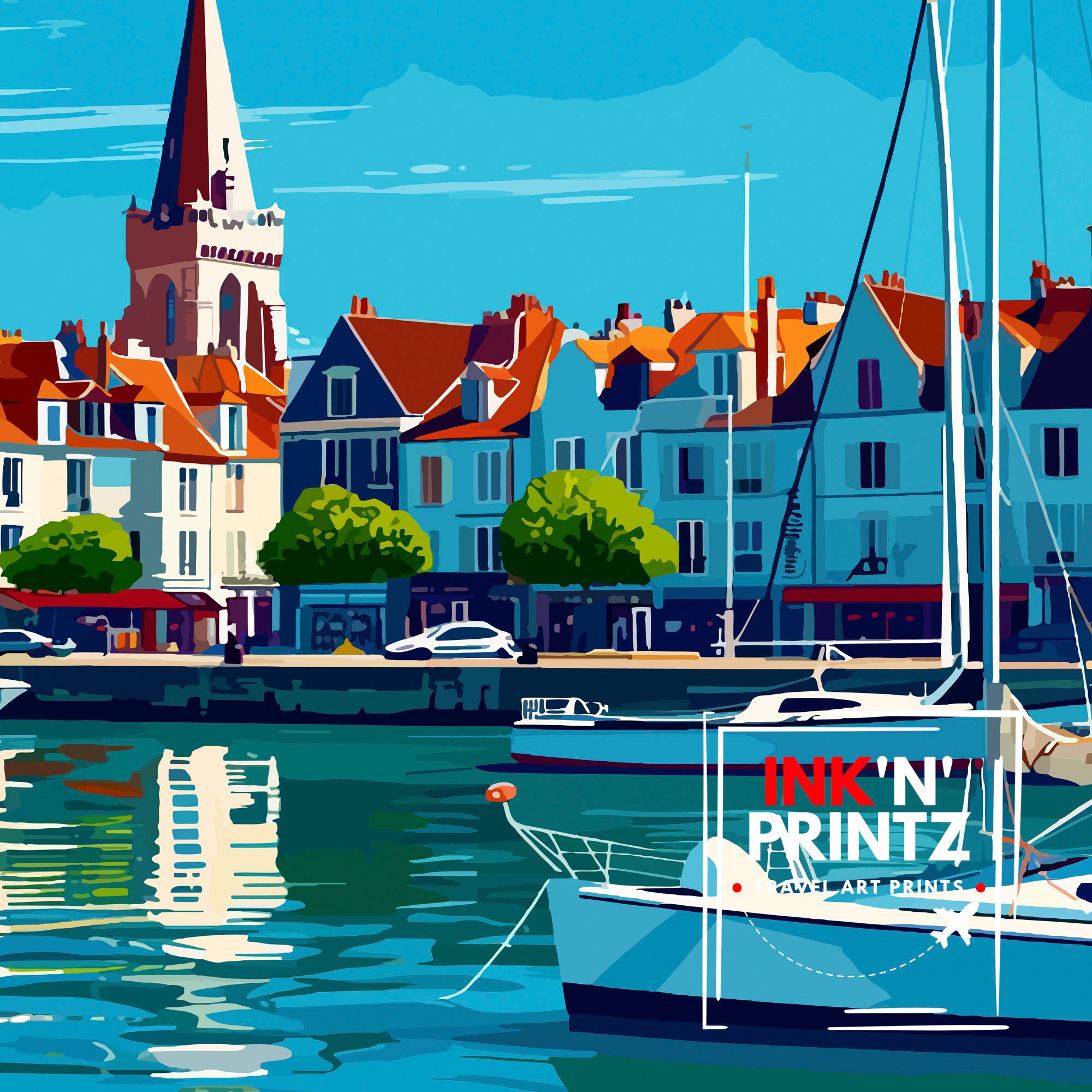 La Rochelle Travel Print La Rochelle Wall Decor France Illustration Travel Poster Gift for La Rochelle Home Decor